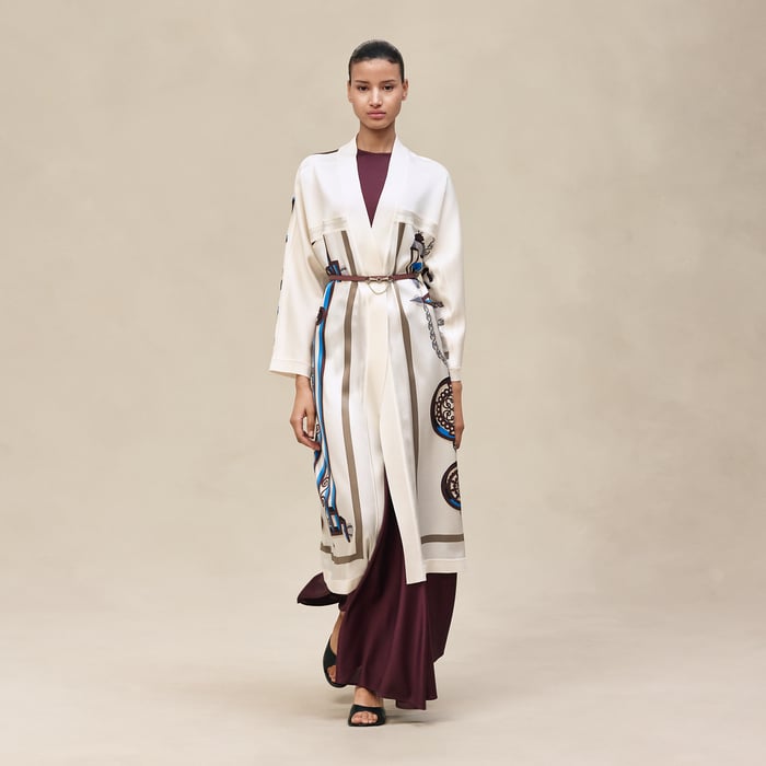Blanc Céramique "l'Enseigne Du Sellier" Long Cardigan