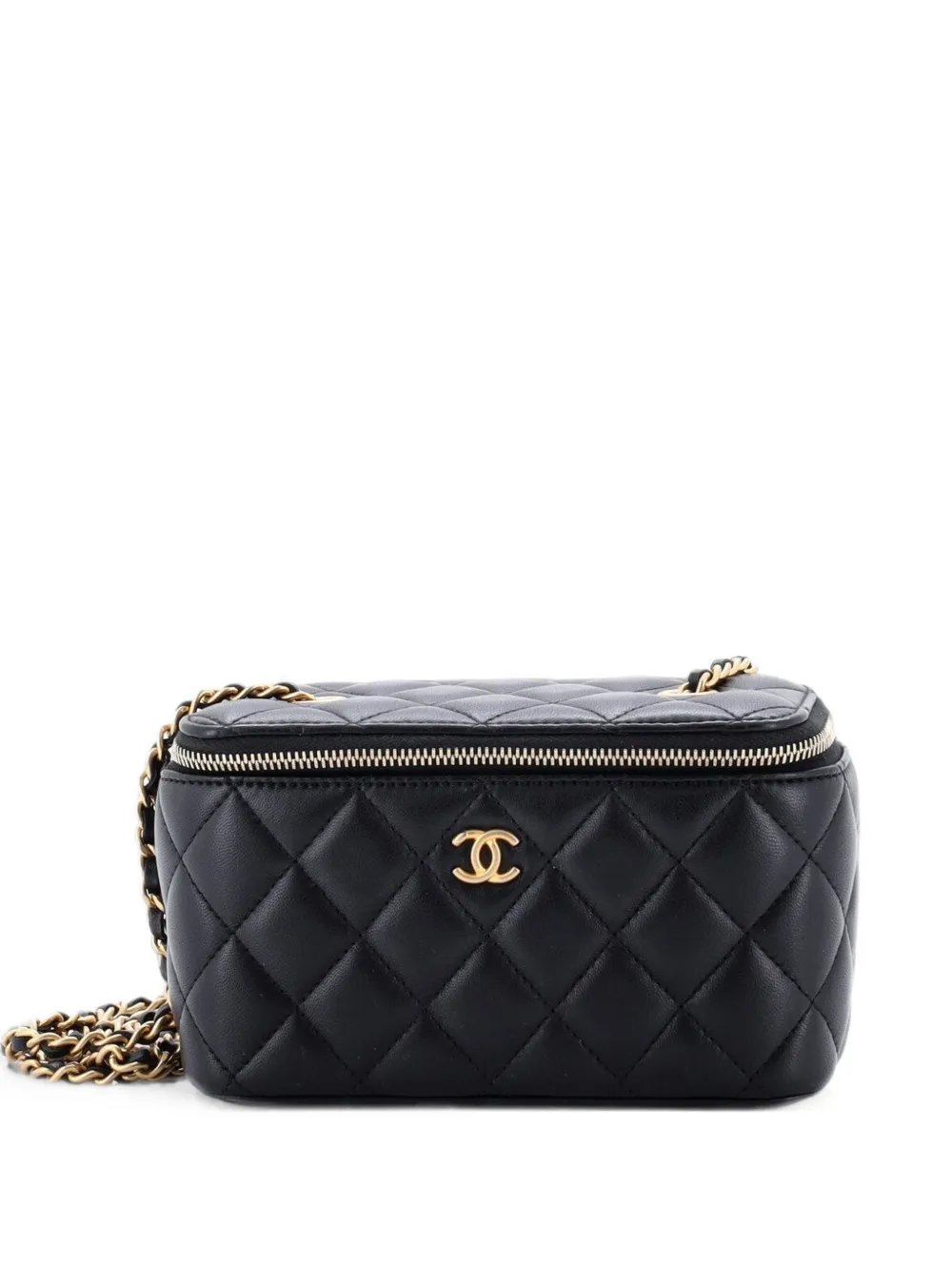 Pearl Crush Vanity Case with Chain Quilted Lambskin Small clutch bag