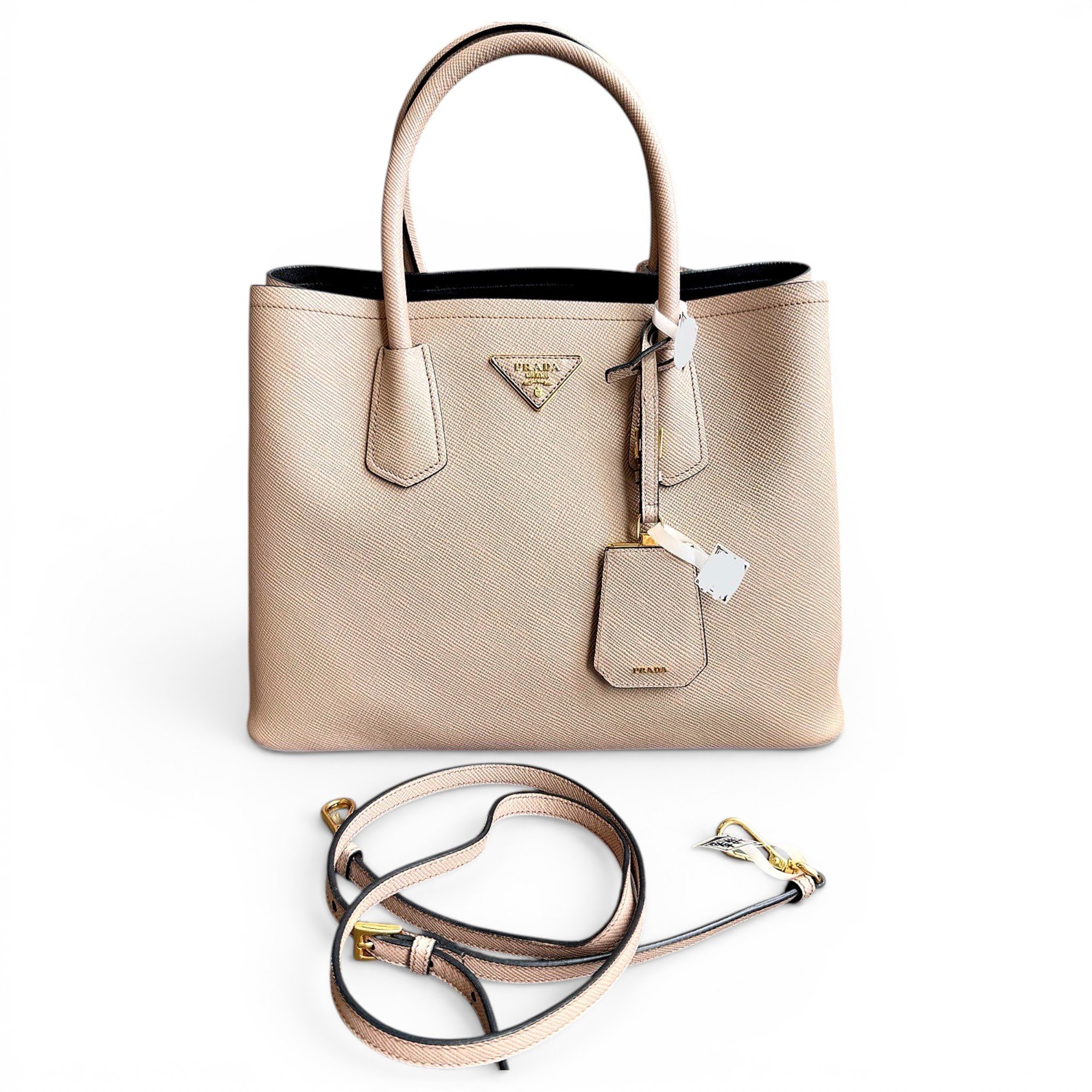 Double leather handbag