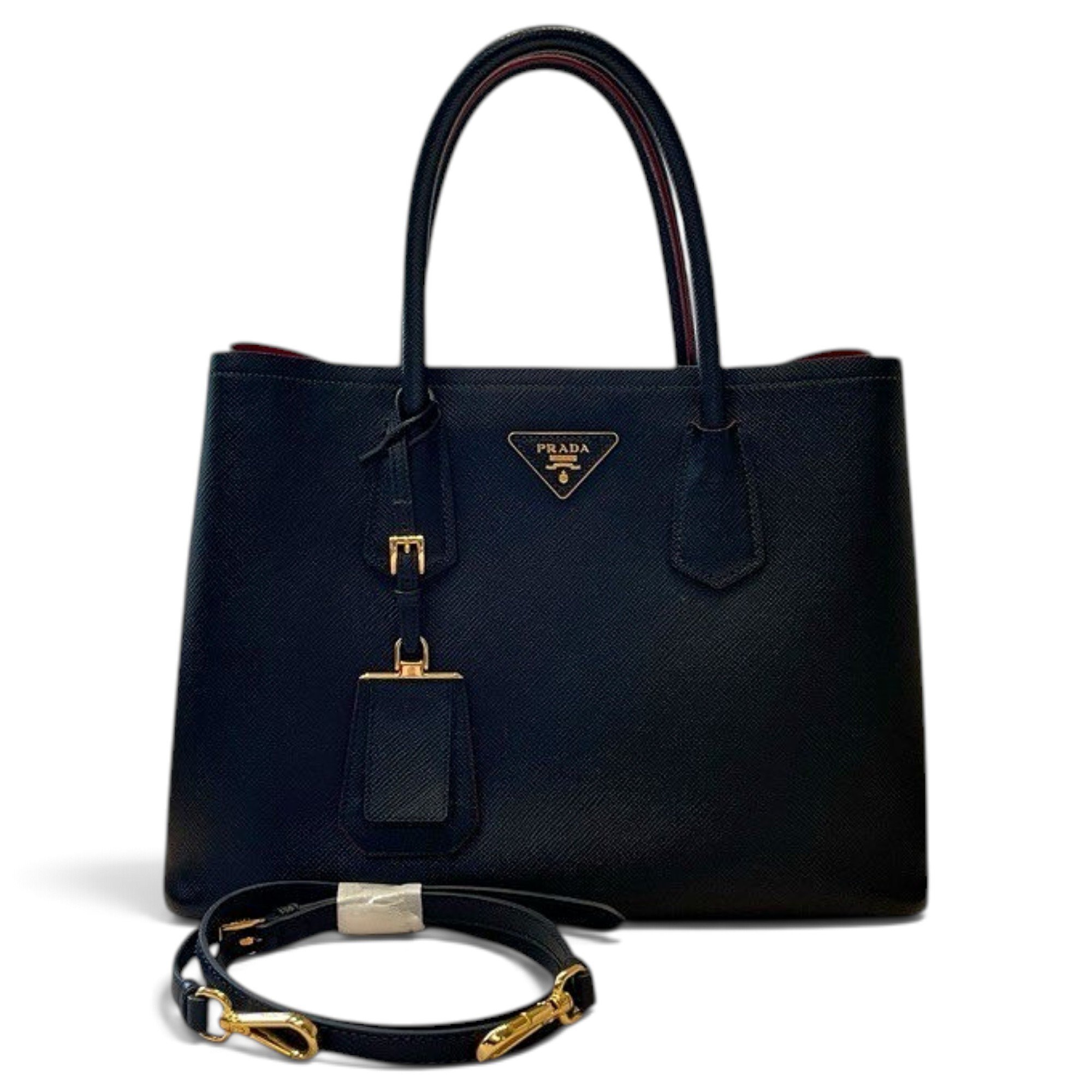 Double leather handbag