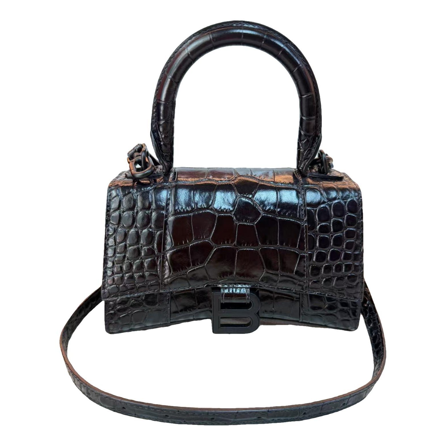Hourglass leather handbag