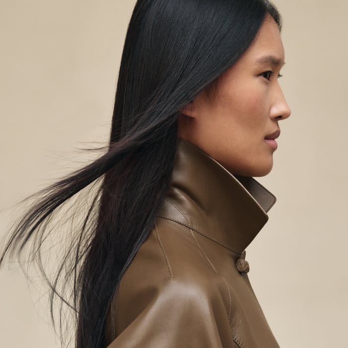 Marron Muschio Short Shiny Lambskin Jacket