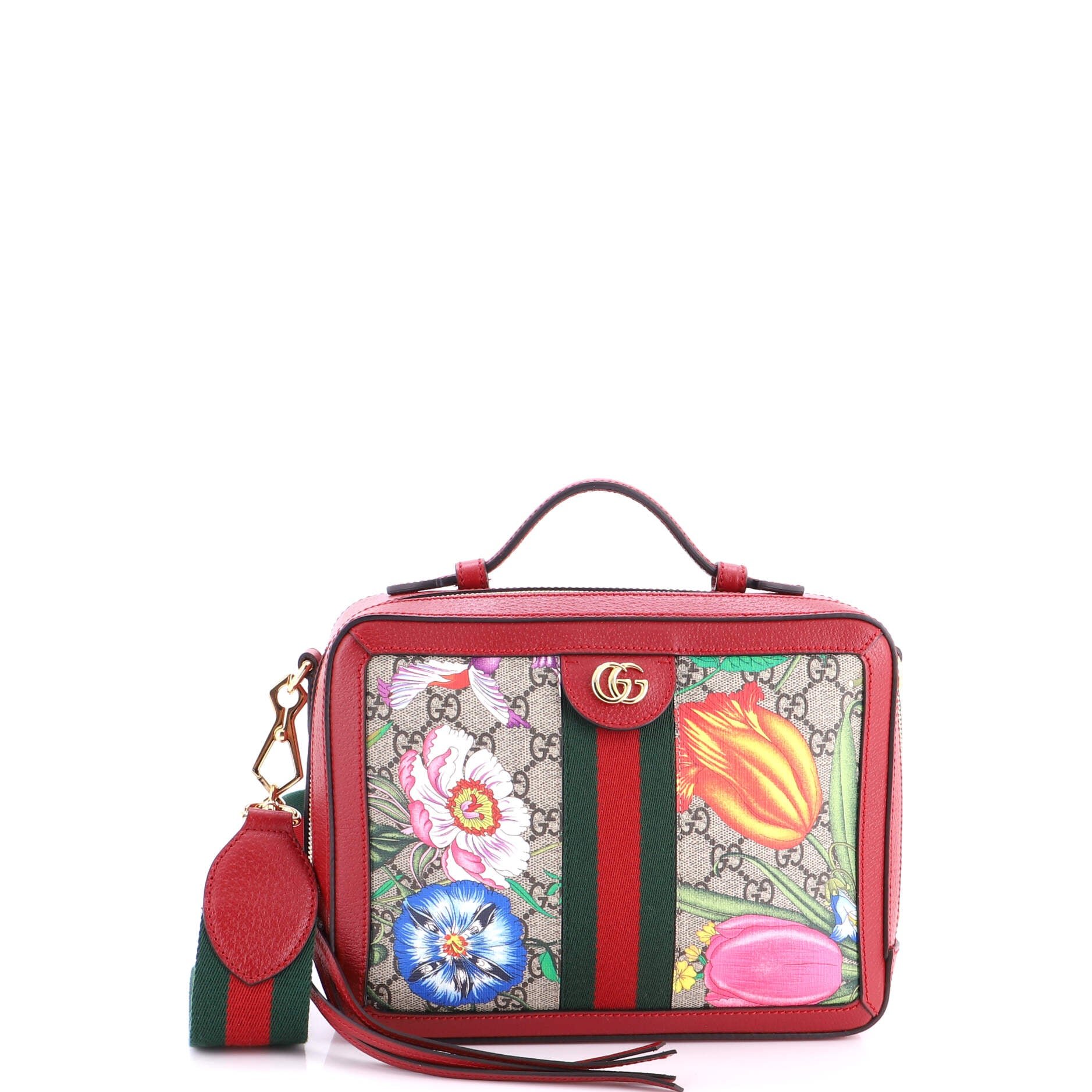 Ophidia Zip Around Camera Bag Flora GG Coated Canvas Small