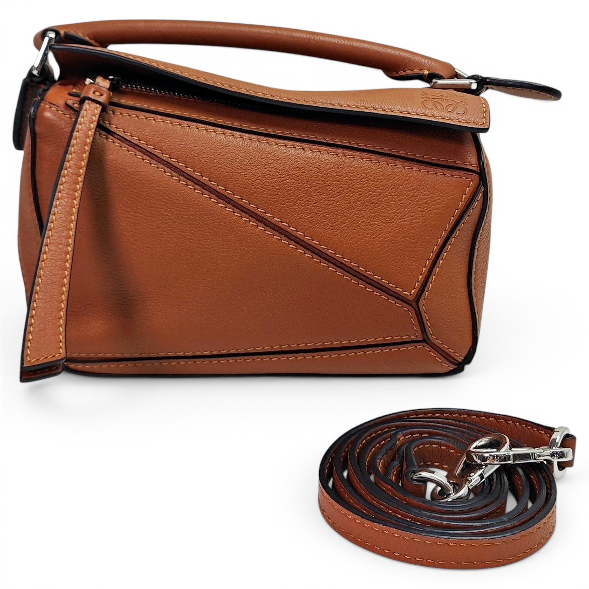 Puzzle leather handbag