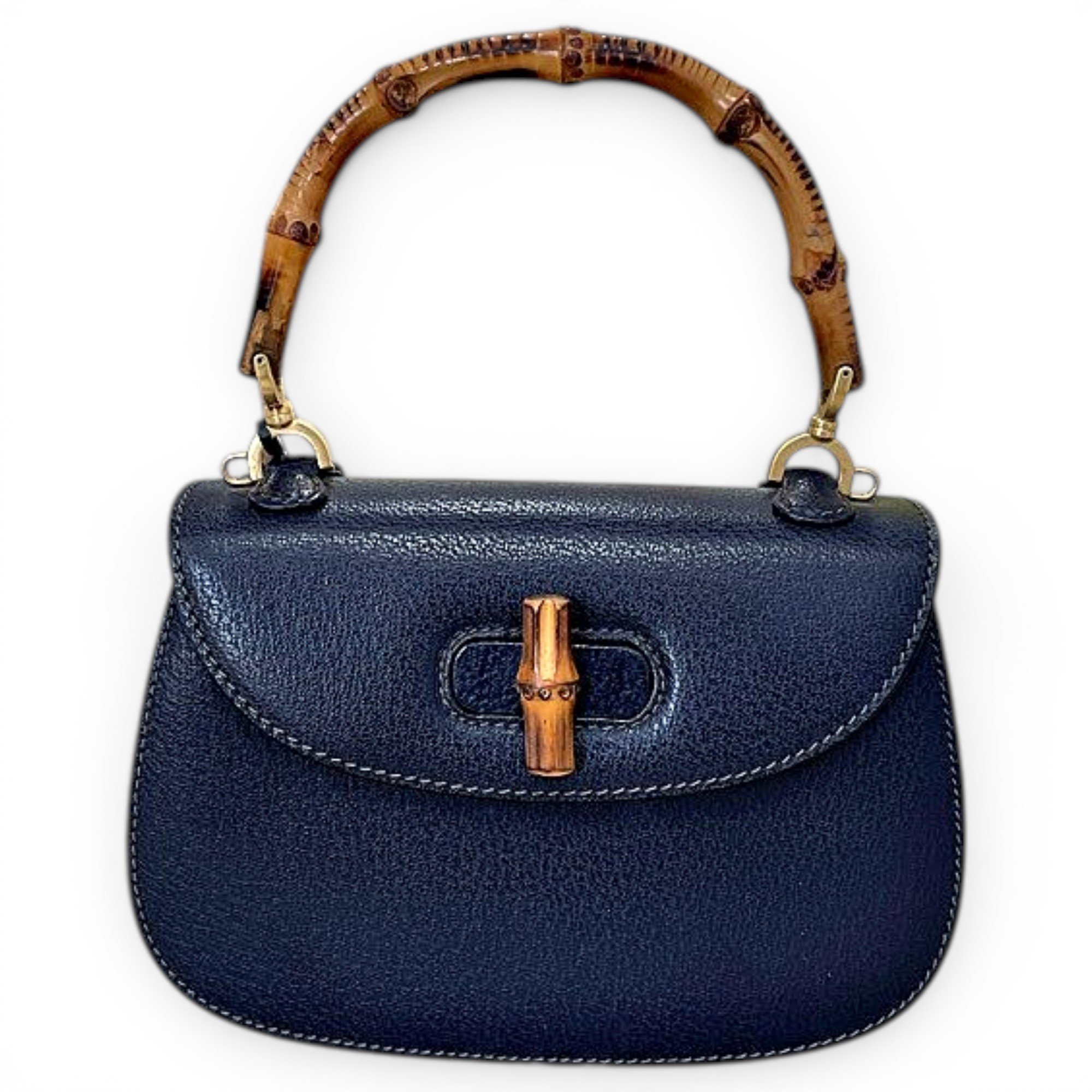 Convertible Bamboo Top Handle leather handbag