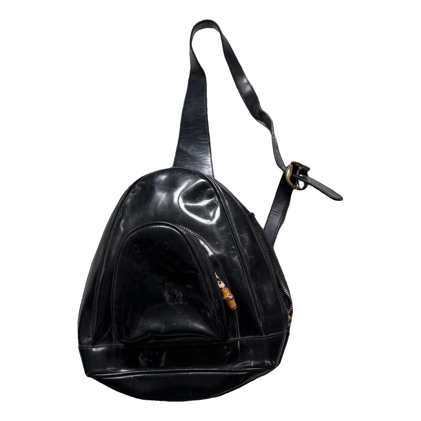 Patent leather backpack