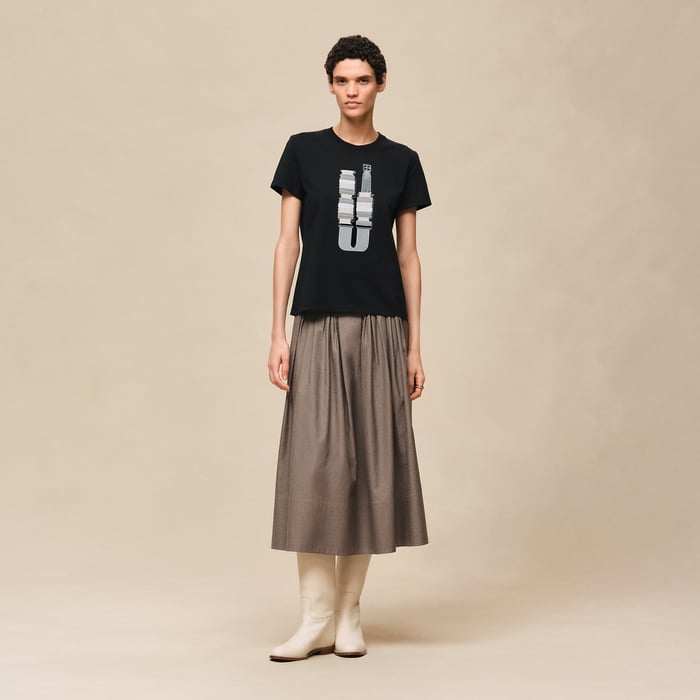 Noir Printed Straight T-shirt