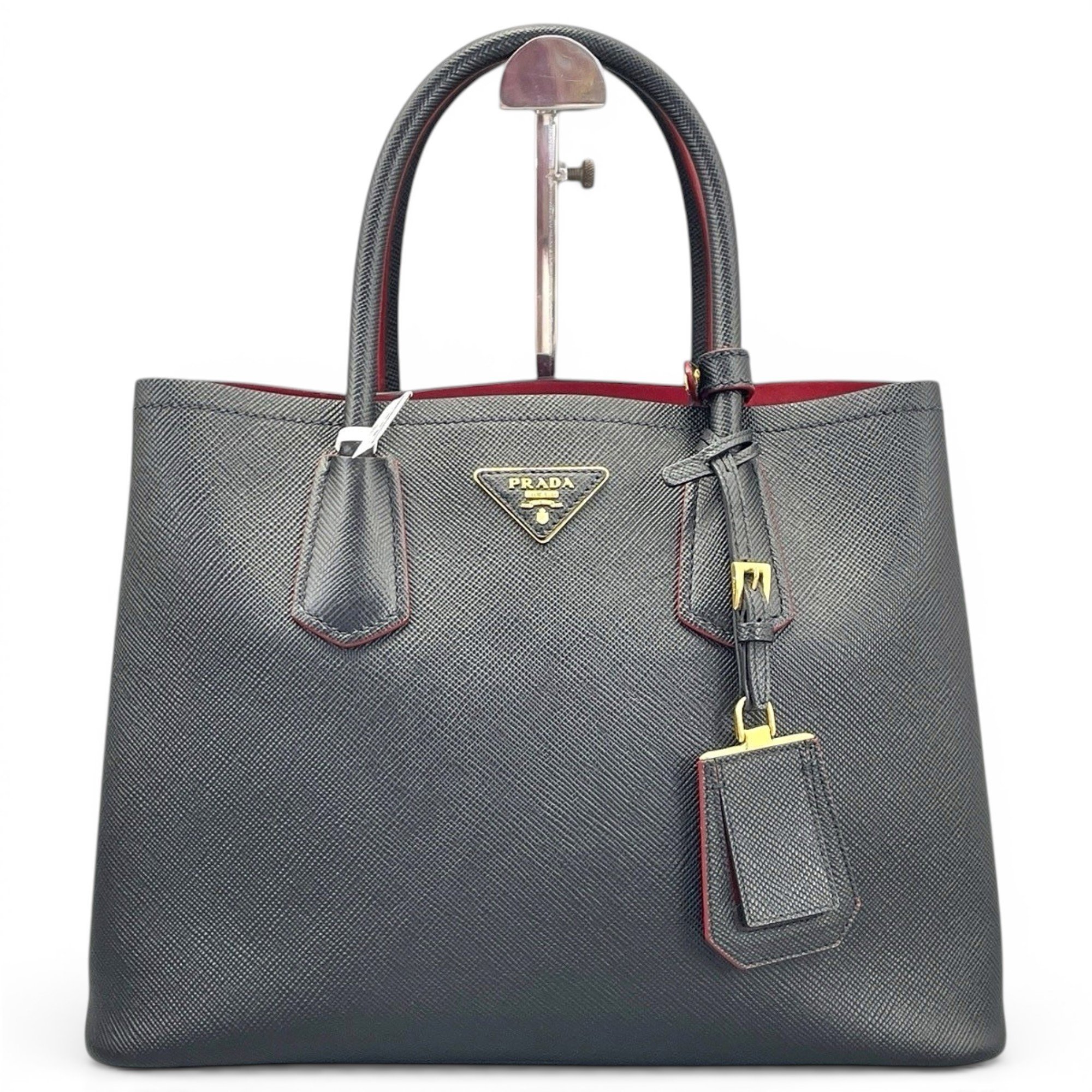 Double leather handbag