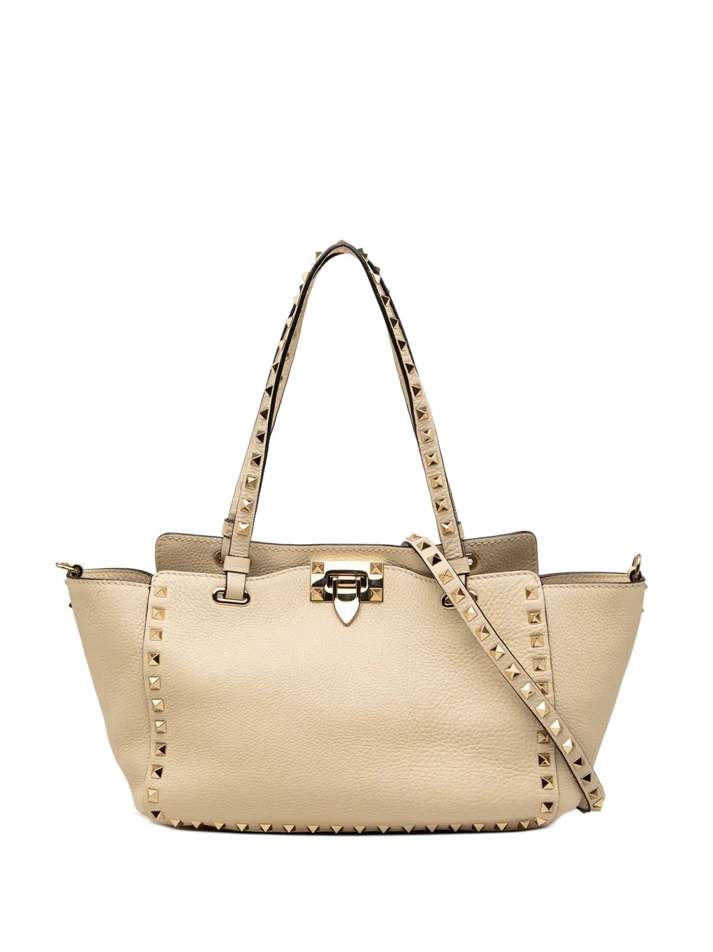 2000-2017 Small Grained Calfskin Rockstud Trapeze satchel