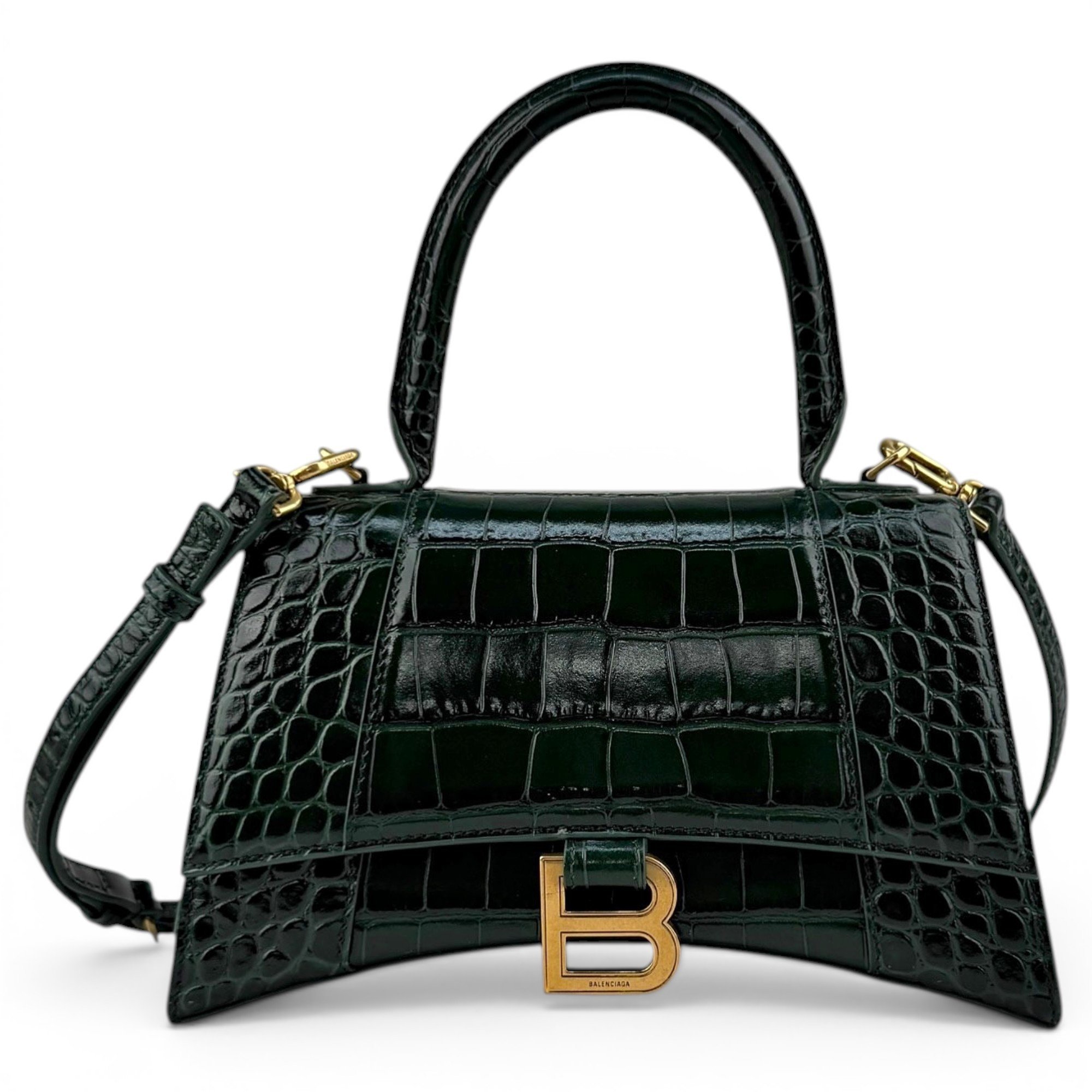 Hourglass leather handbag