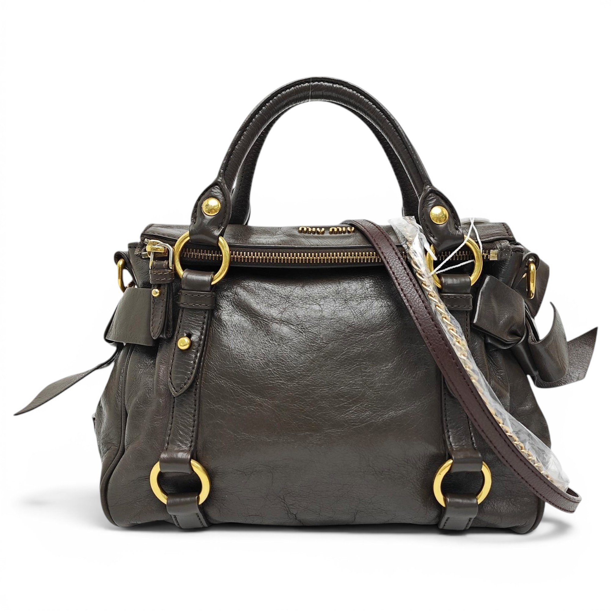 Bow bag leather handbag