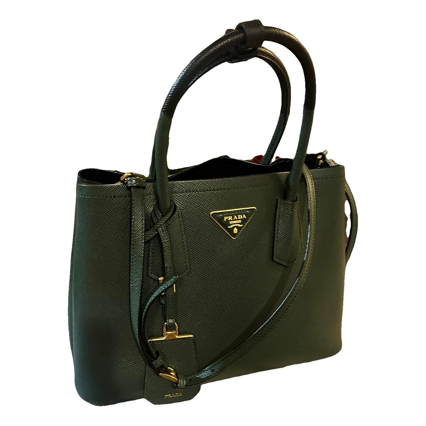 Double leather handbag