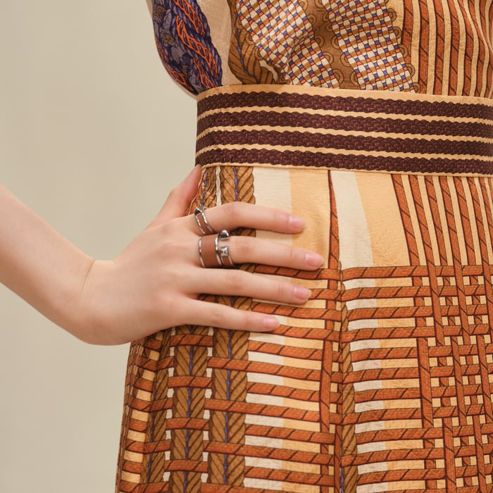 "Dressage Tressage" Pleated Skirt With Slit