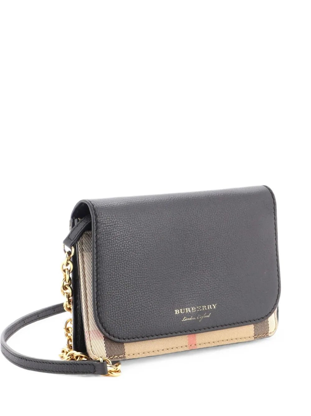 Hampshire Wallet on Chain Leather and House Check Canvas crossbody bag