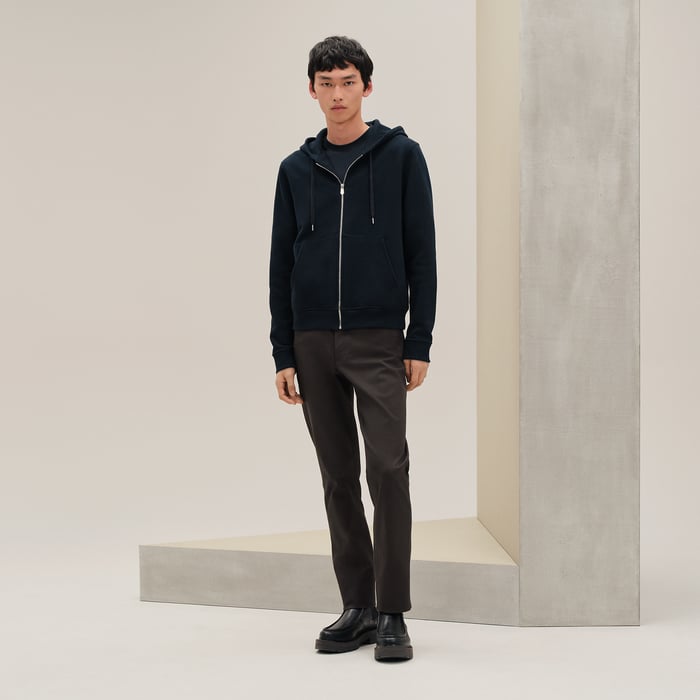 Marine "Ex-libris" Hooded Sweater With Silk Detail