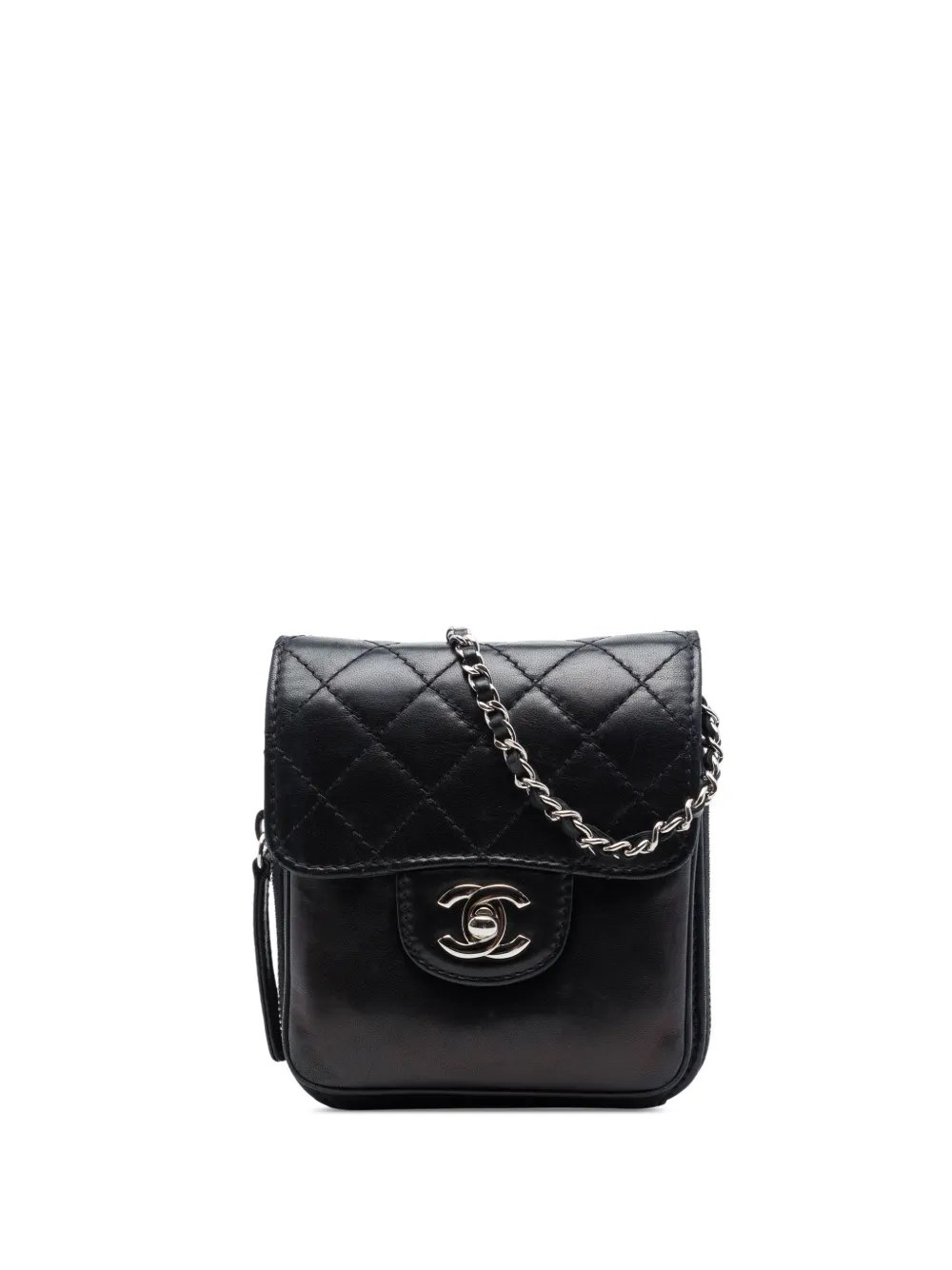 2012 CC Quilted Lambskin Clams Wallet on Chain crossbody bag