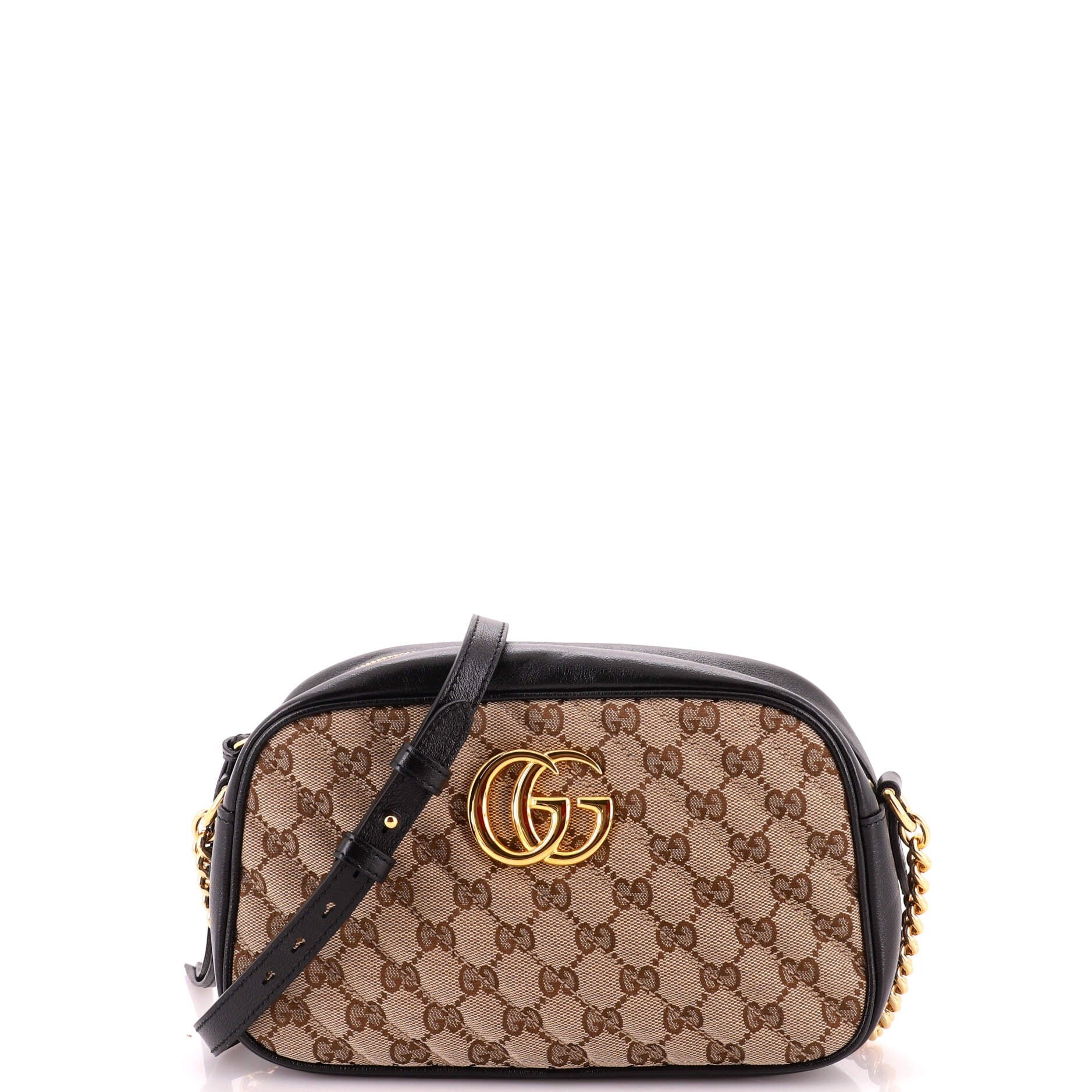 GG Marmont Shoulder Bag Diagonal Quilted GG Canvas with Leather Small