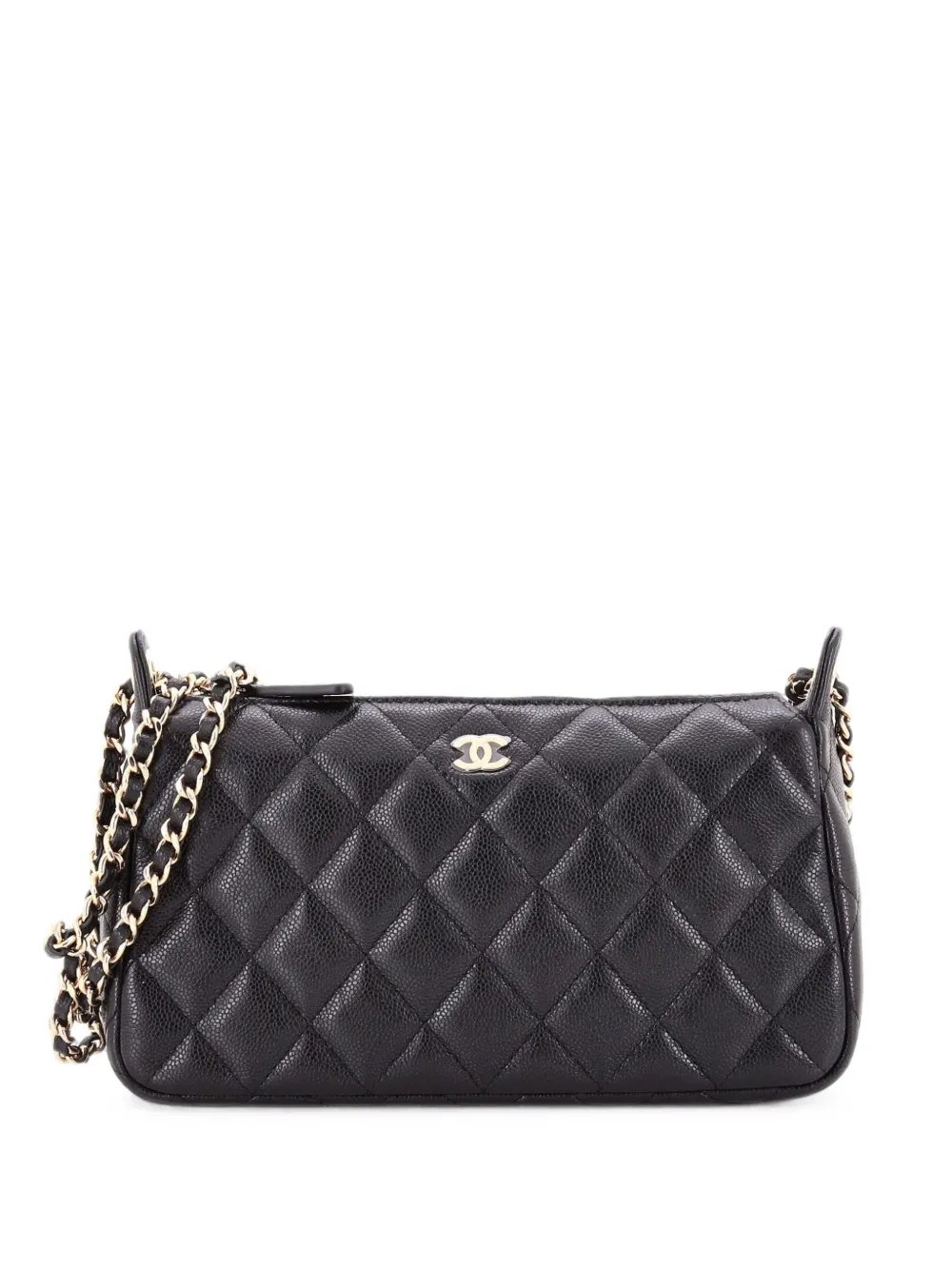 CC Double Chain Zip with Chain Quilted Caviar Small clutch bag