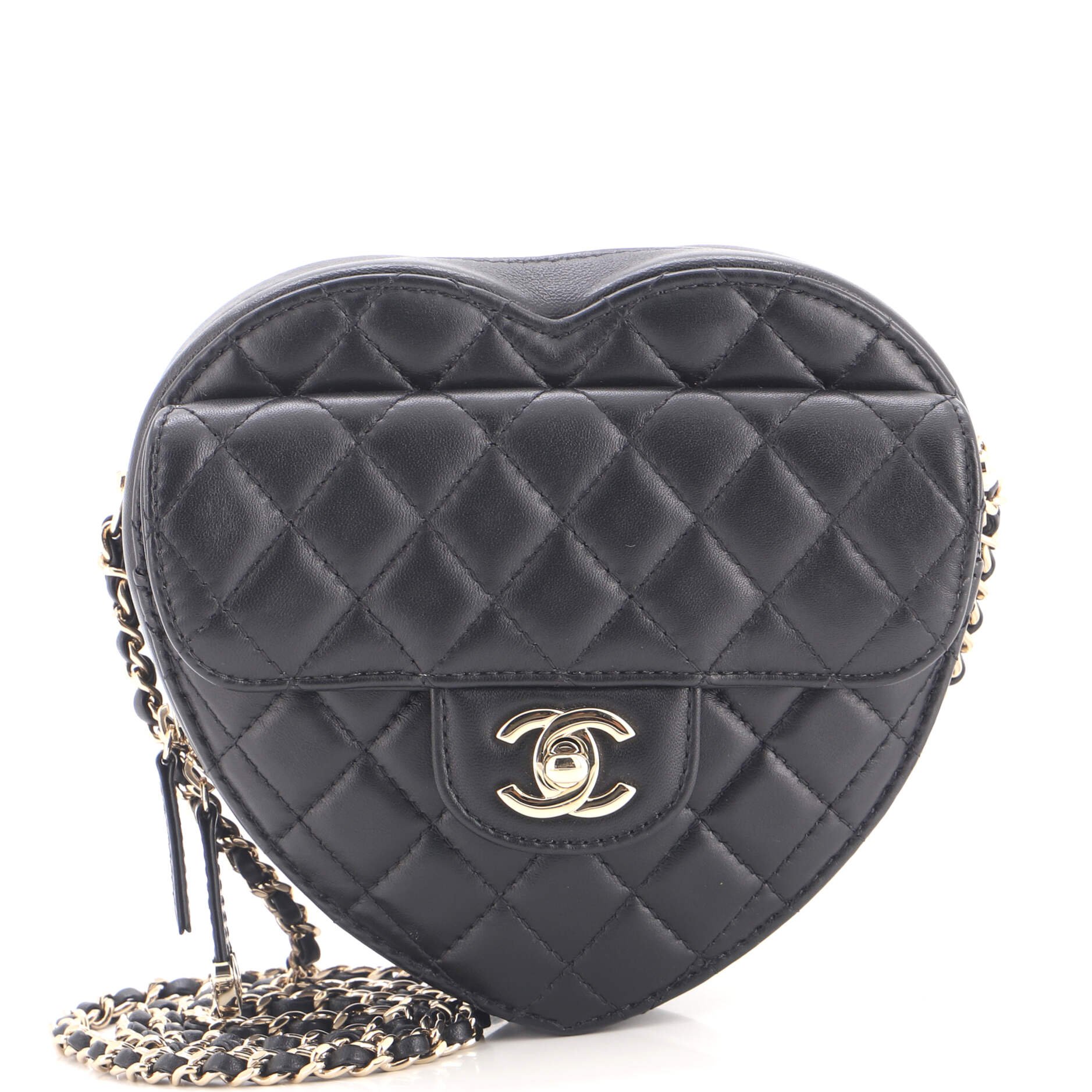 CC in Love Heart Bag Quilted Lambskin Large