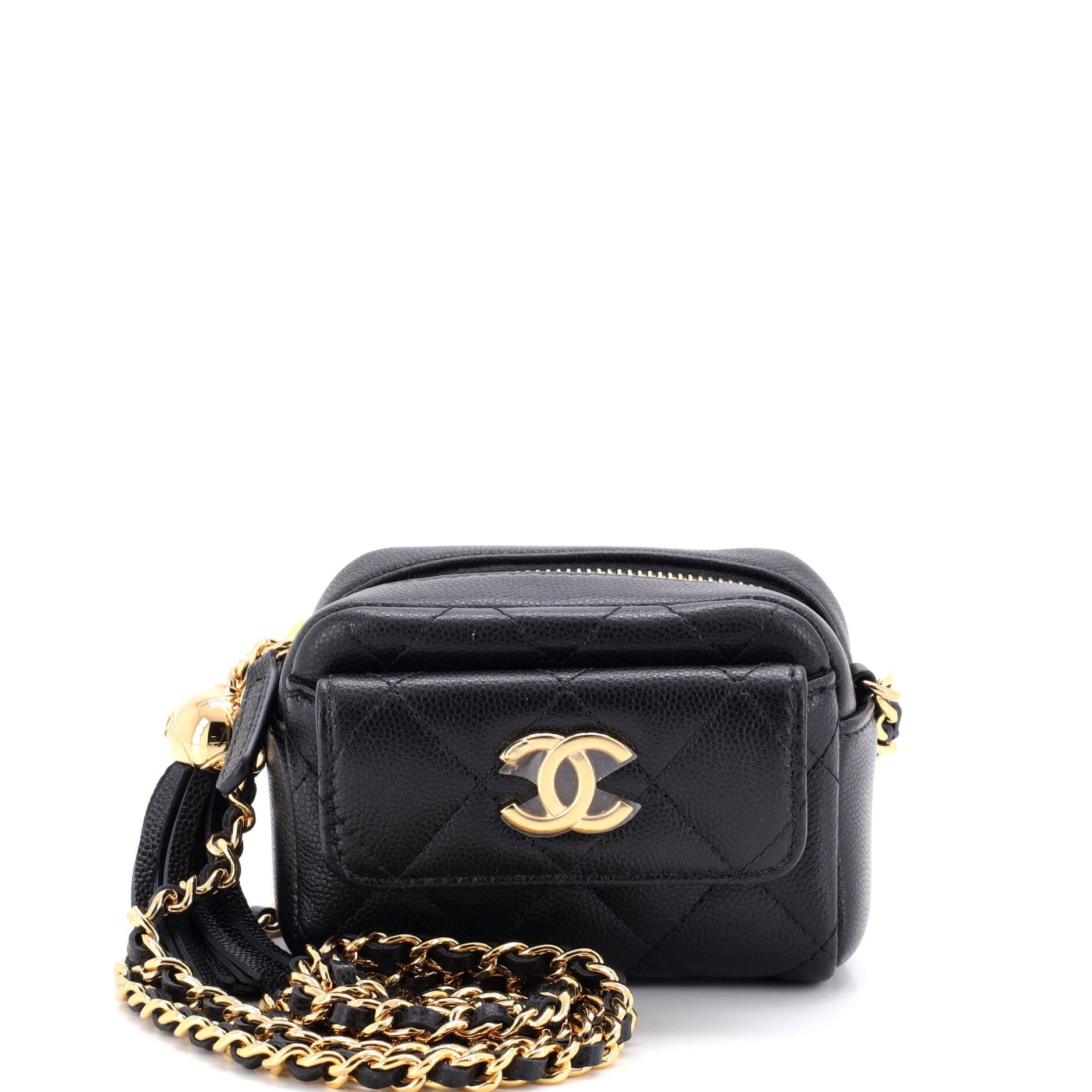 Paris-Hangzhou Tassel Camera Case Quilted Caviar Mini