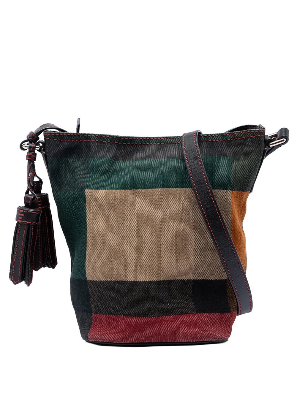 Burberry 2000-2017 Mini Mega Check Canvas Ashby Tassel bucket bag