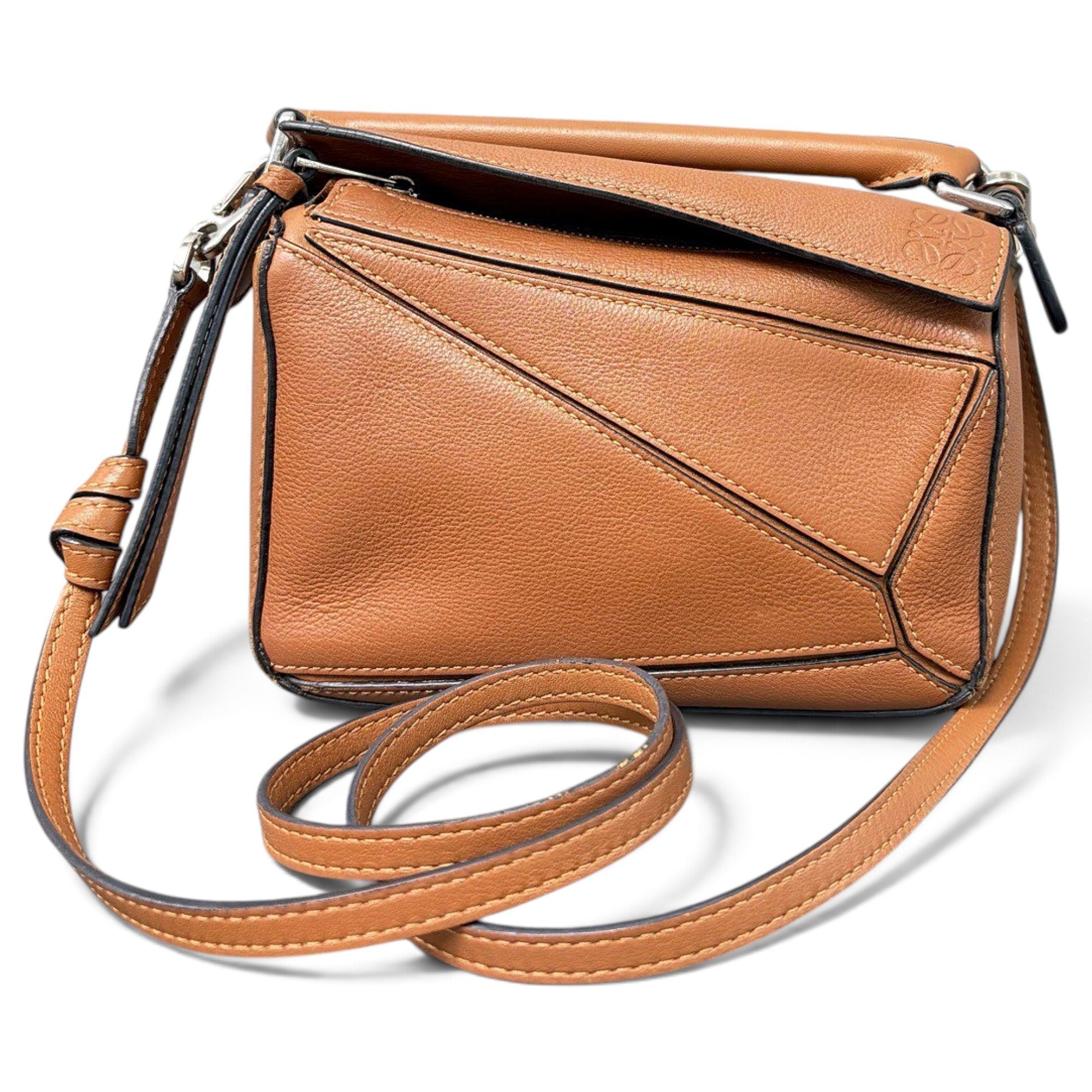 Puzzle leather handbag