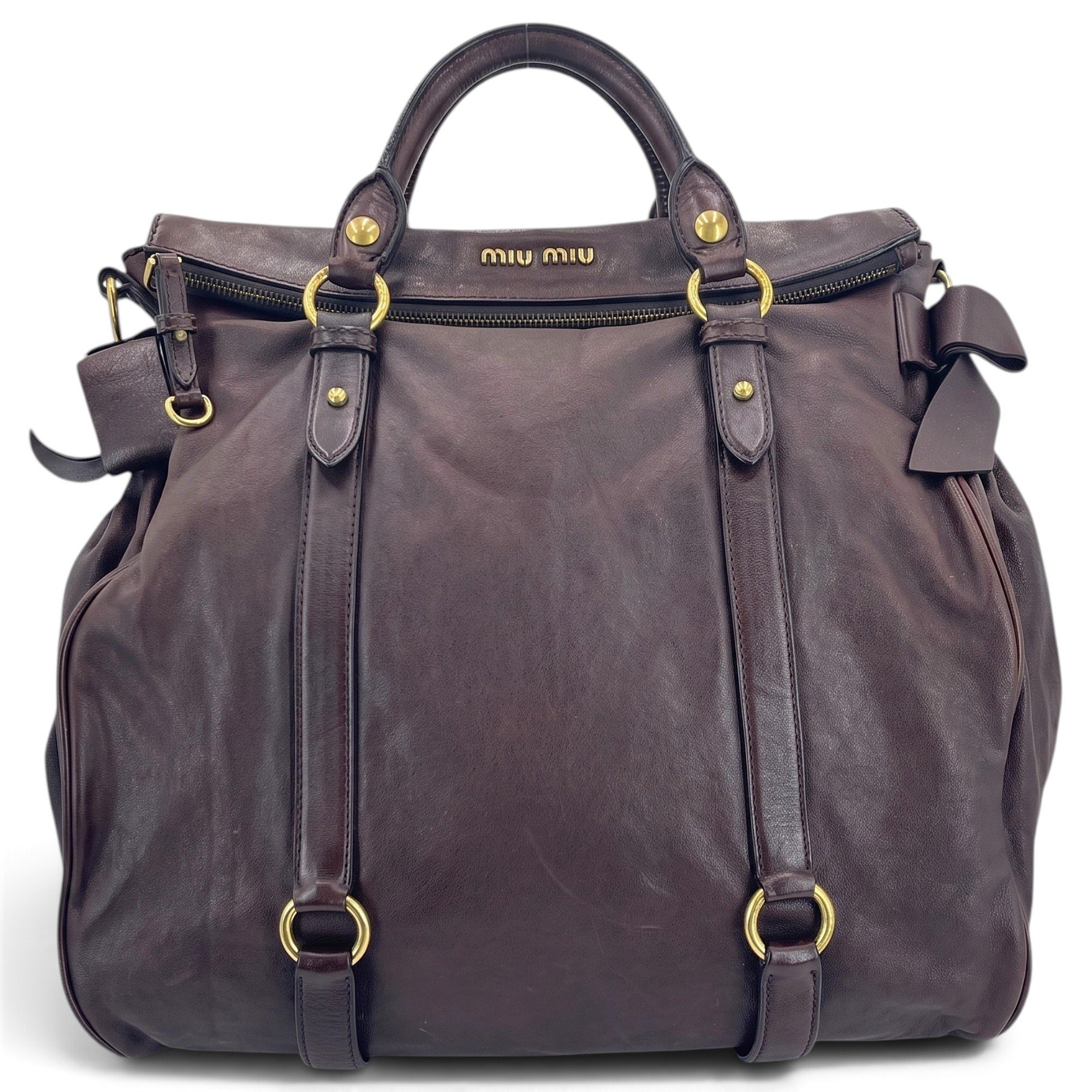 Bow bag leather handbag