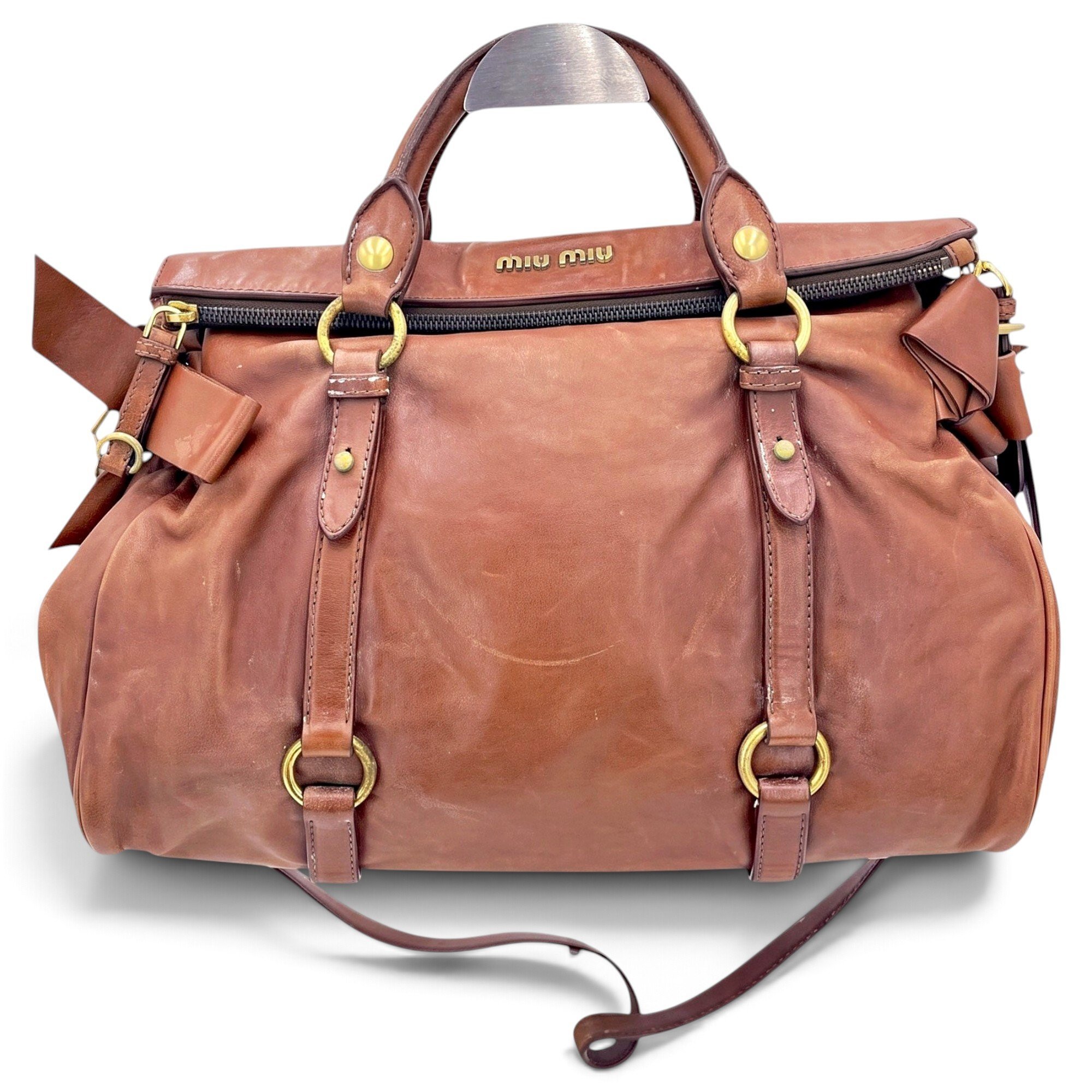 Bow bag leather handbag