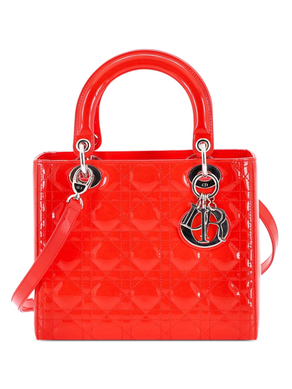 Lady Dior Bag Cannage Quilt Patent Medium satchel