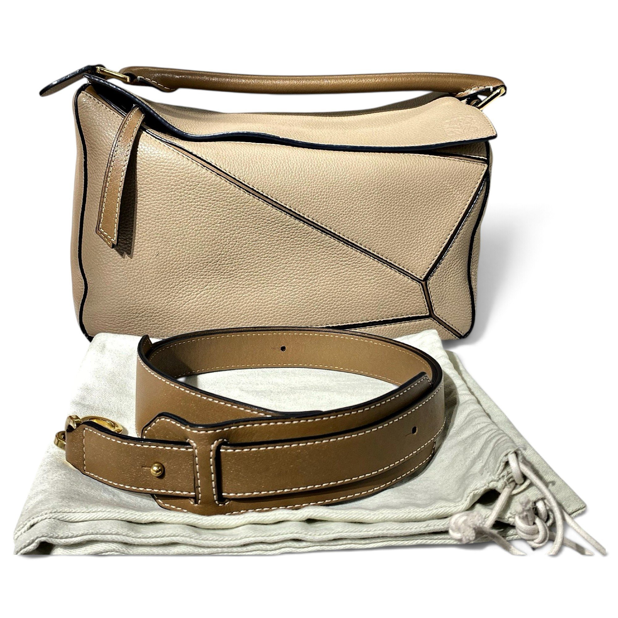 Puzzle leather handbag