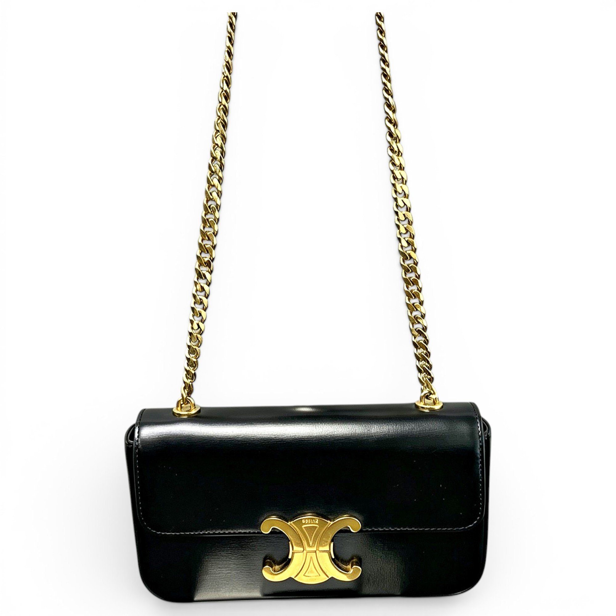 Triomphe chain leather handbag