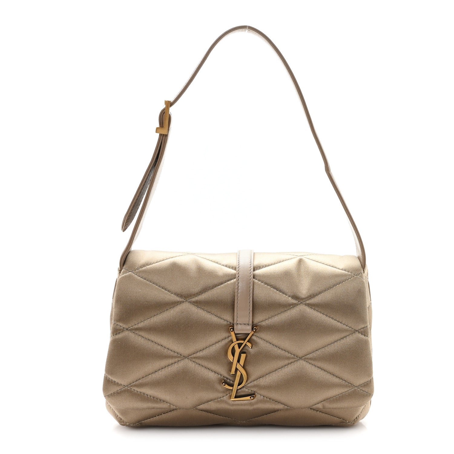 Saint Laurent Satin Quilted Le 57 Diamond Shoulder Bag Mouse