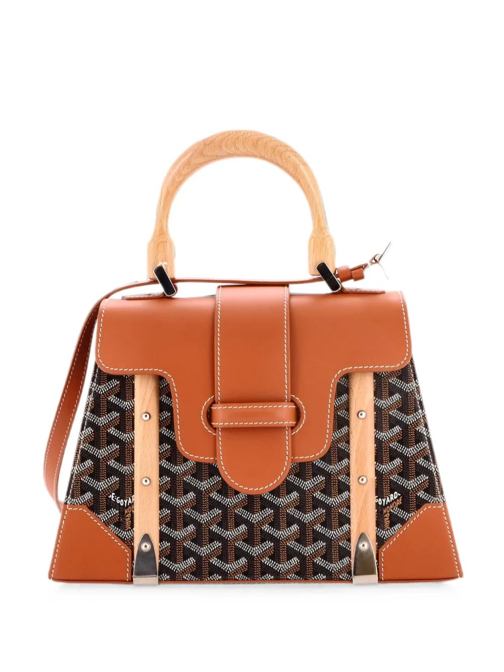 Goyard Saigon Top Handle Bag Coated Canvas with Leather PM satchel