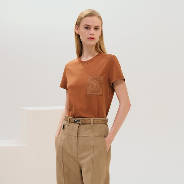 Marron Alezan Embroidered Pocket T-shirt