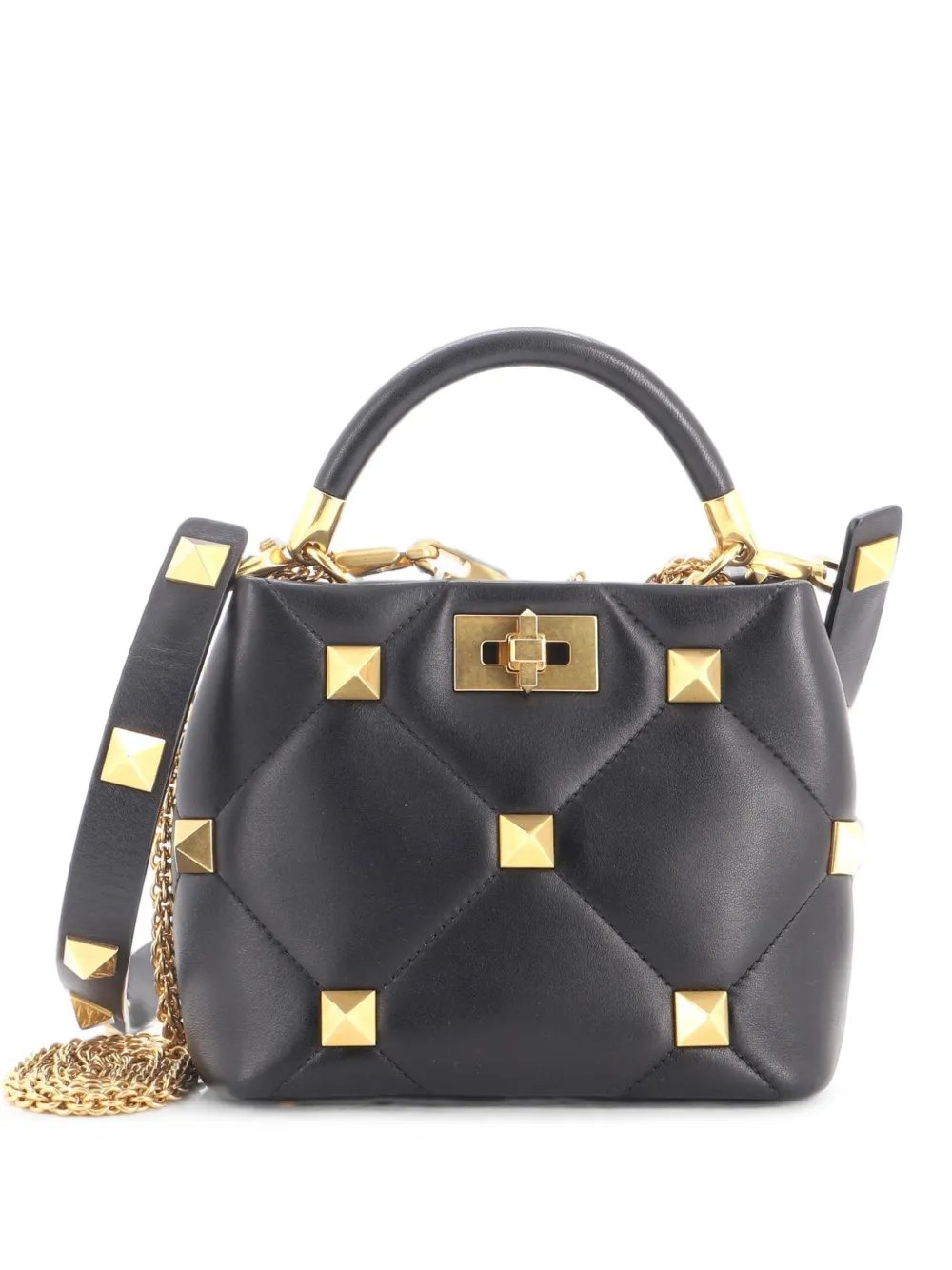 Roman Stud Top Handle Bag Quilted Leather Small satchel