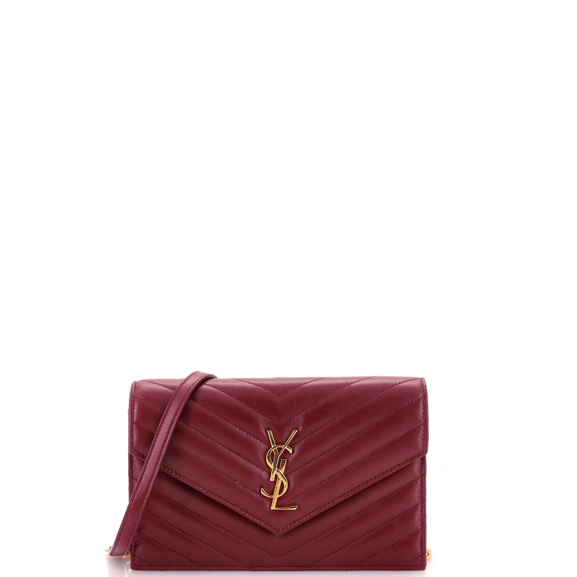 Classic Monogram Wallet on Chain Matelasse Chevron Leather Small