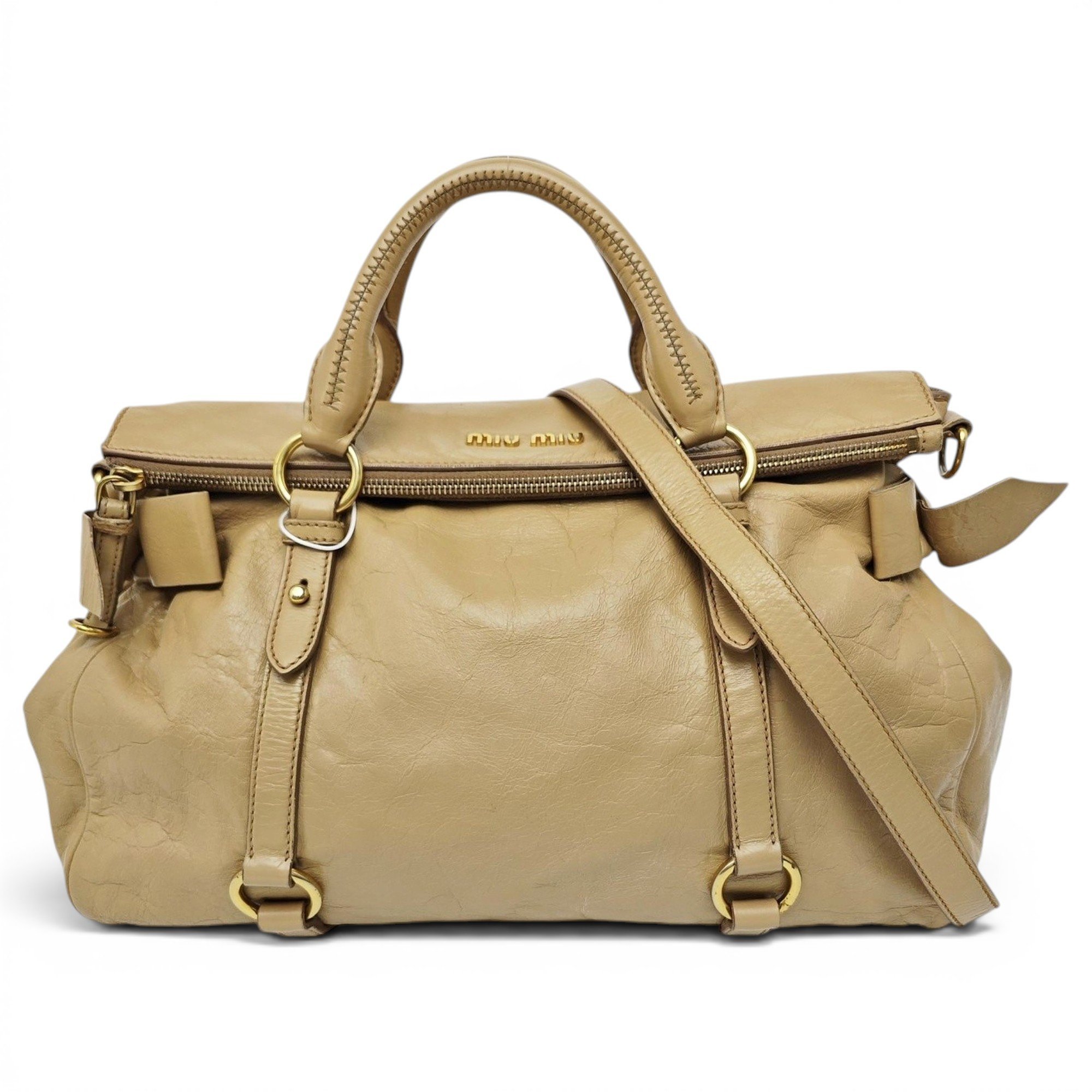 Bow bag leather handbag