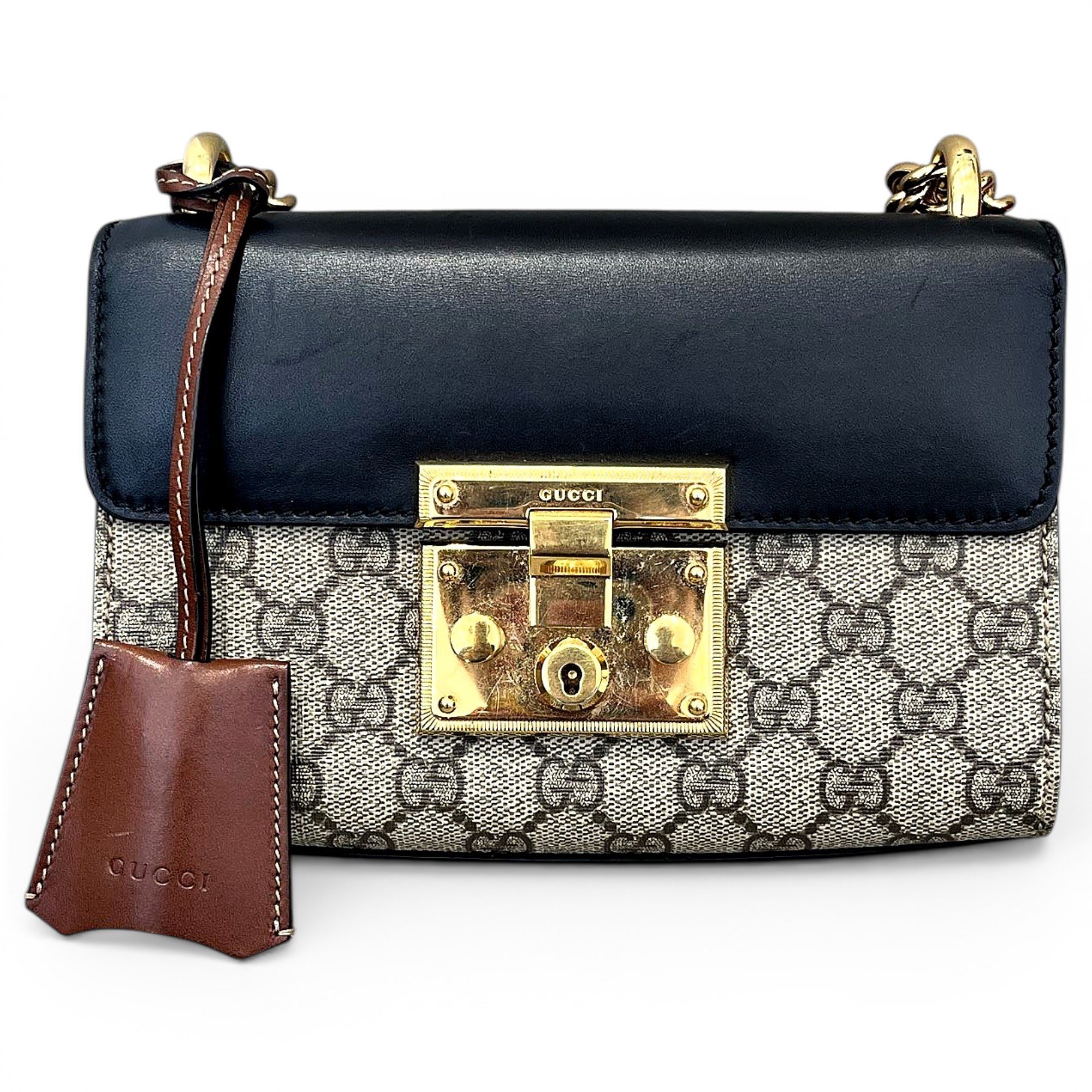 Padlock leather handbag