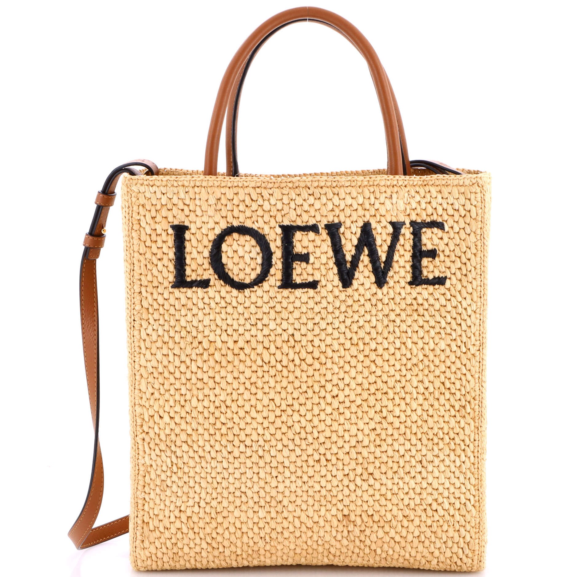 Loewe A4 Tote Raffia and Leather North South