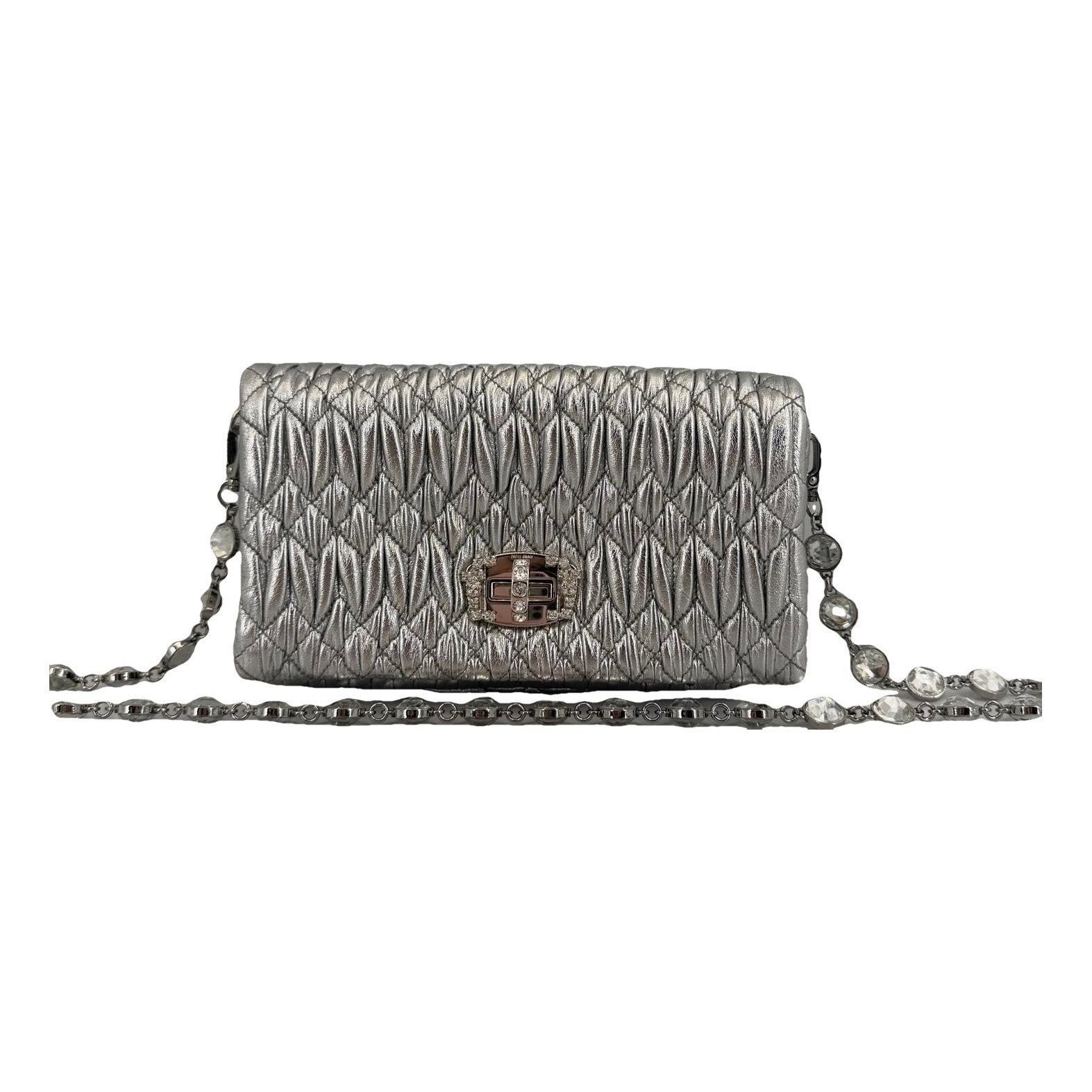 Miu Crystal leather handbag
