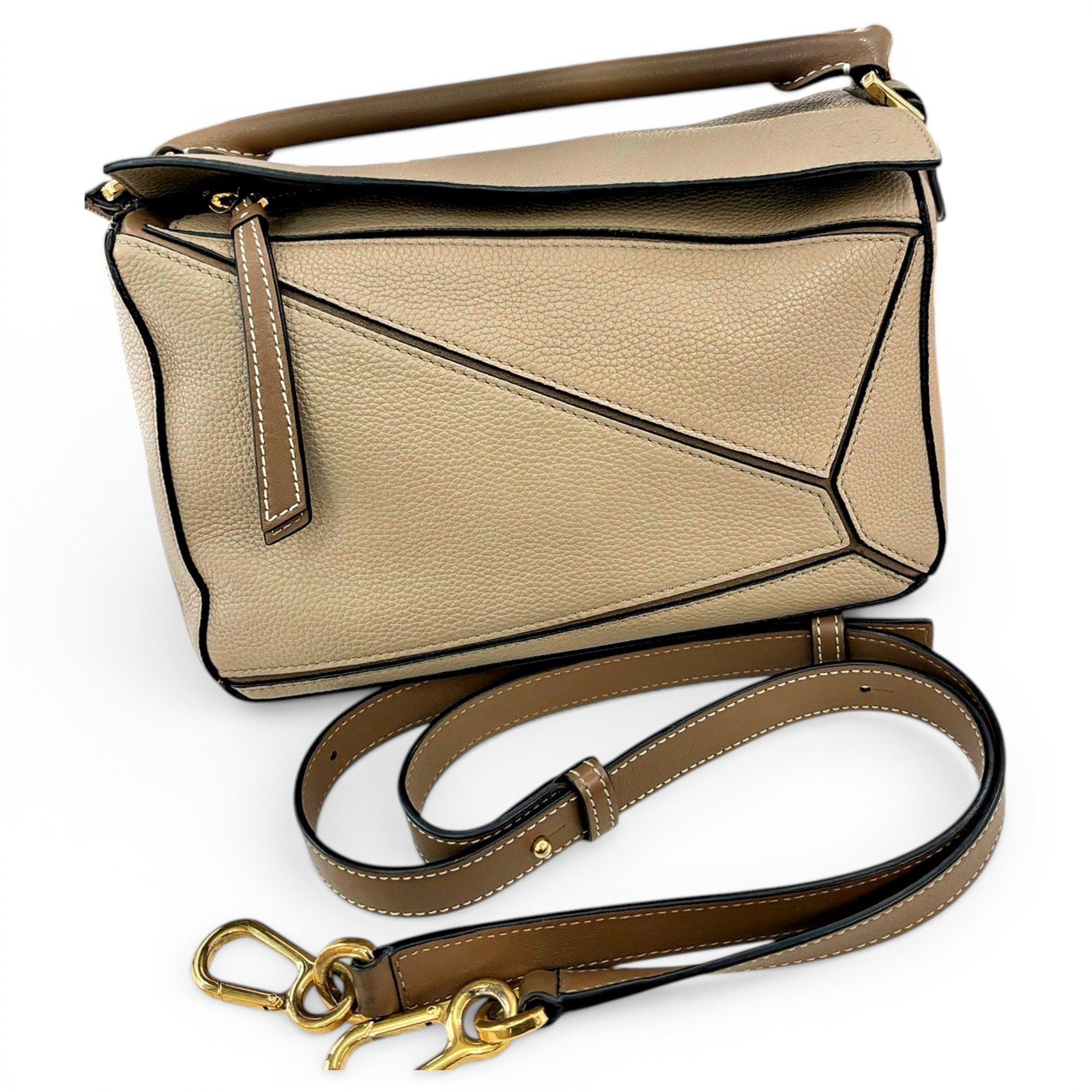 Puzzle leather handbag