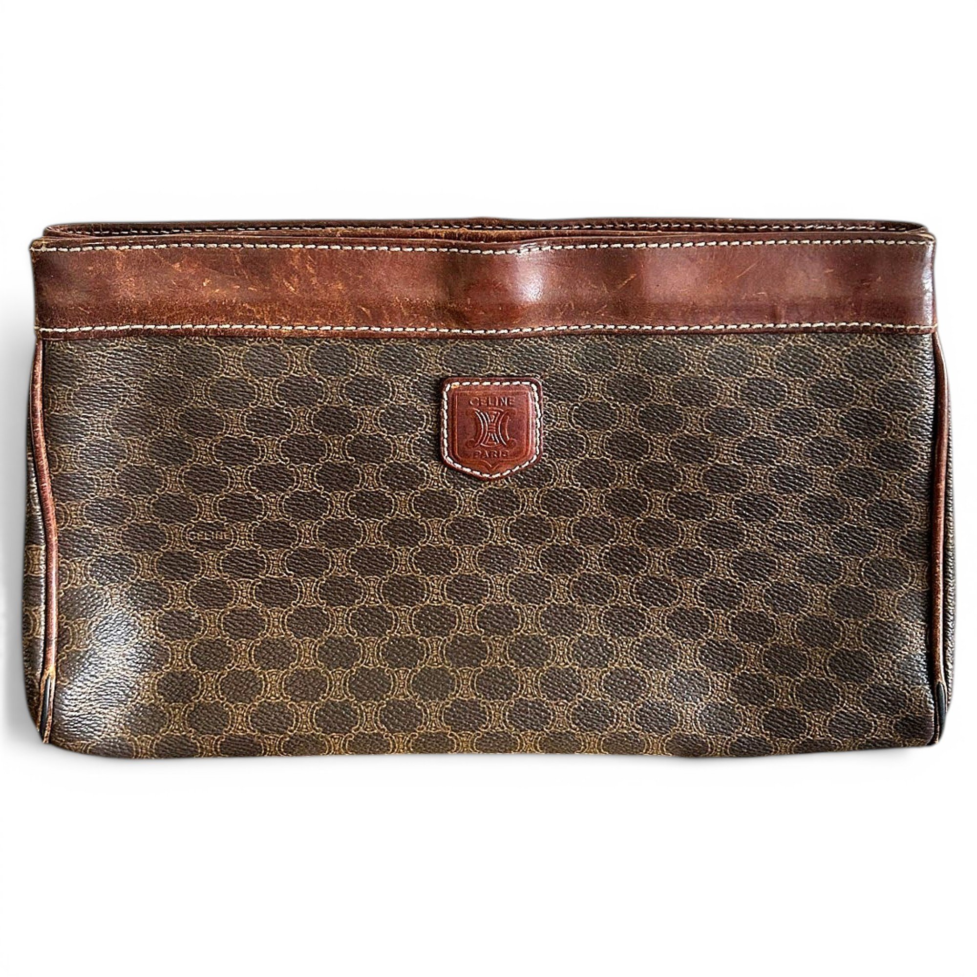 Triomphe Vintage leather clutch bag