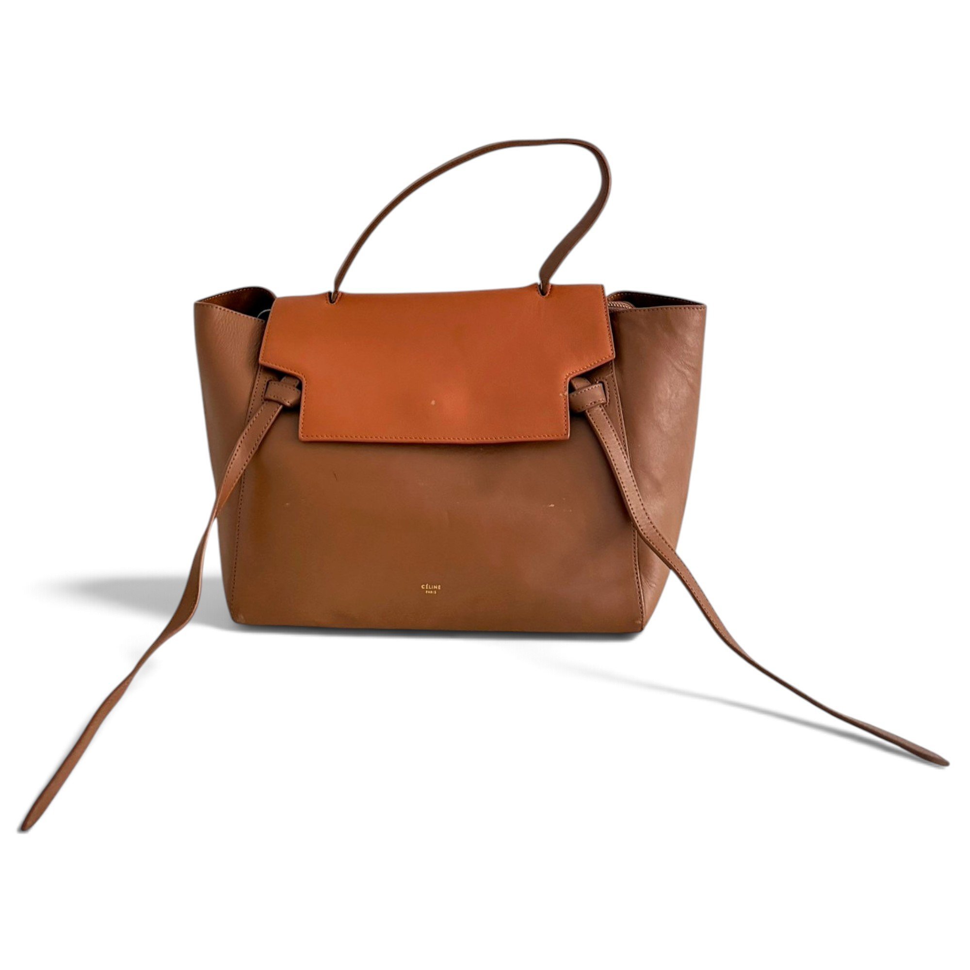 Tie leather handbag