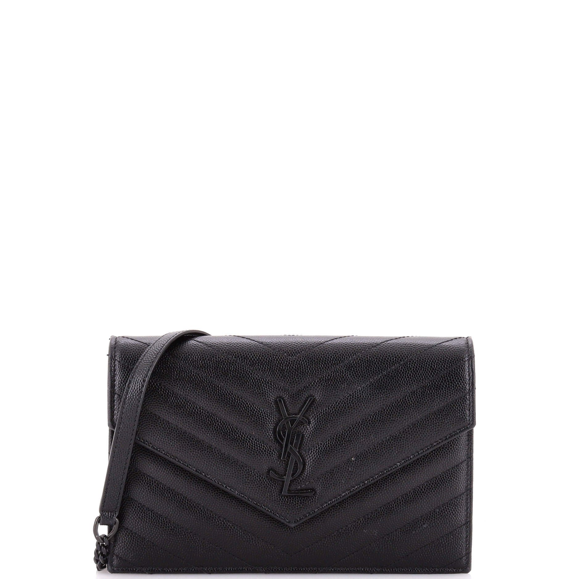 Classic Monogram Wallet on Chain Matelasse Chevron Leather Small