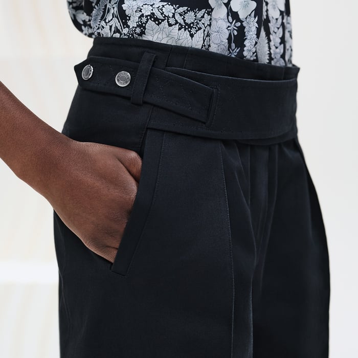 Bleu Noir Loose Fit Pants With Biker Details