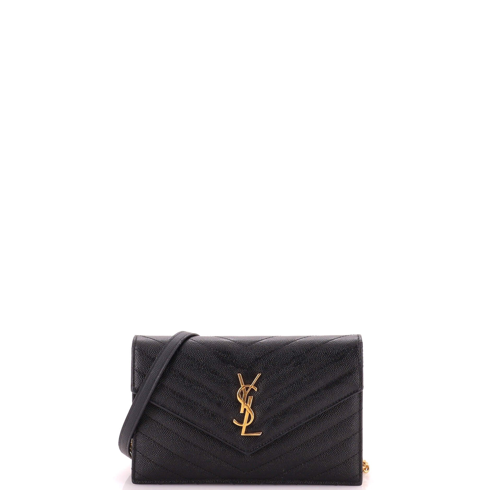 Classic Monogram Wallet on Chain Matelasse Chevron Leather Small