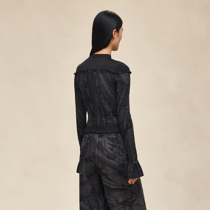 Noir "Soleil De Soie Poudre" Smocked Blouse