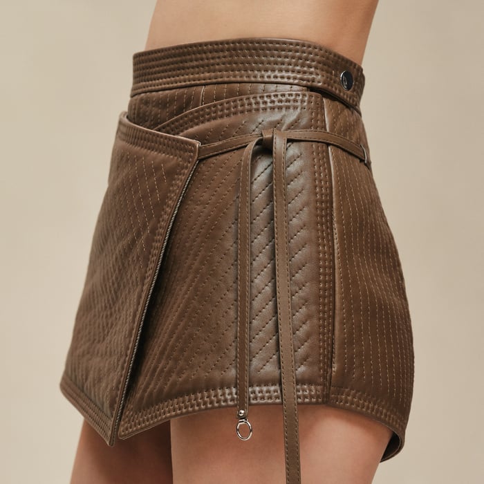 Marron Muschio Quilted Wrap Shorts
