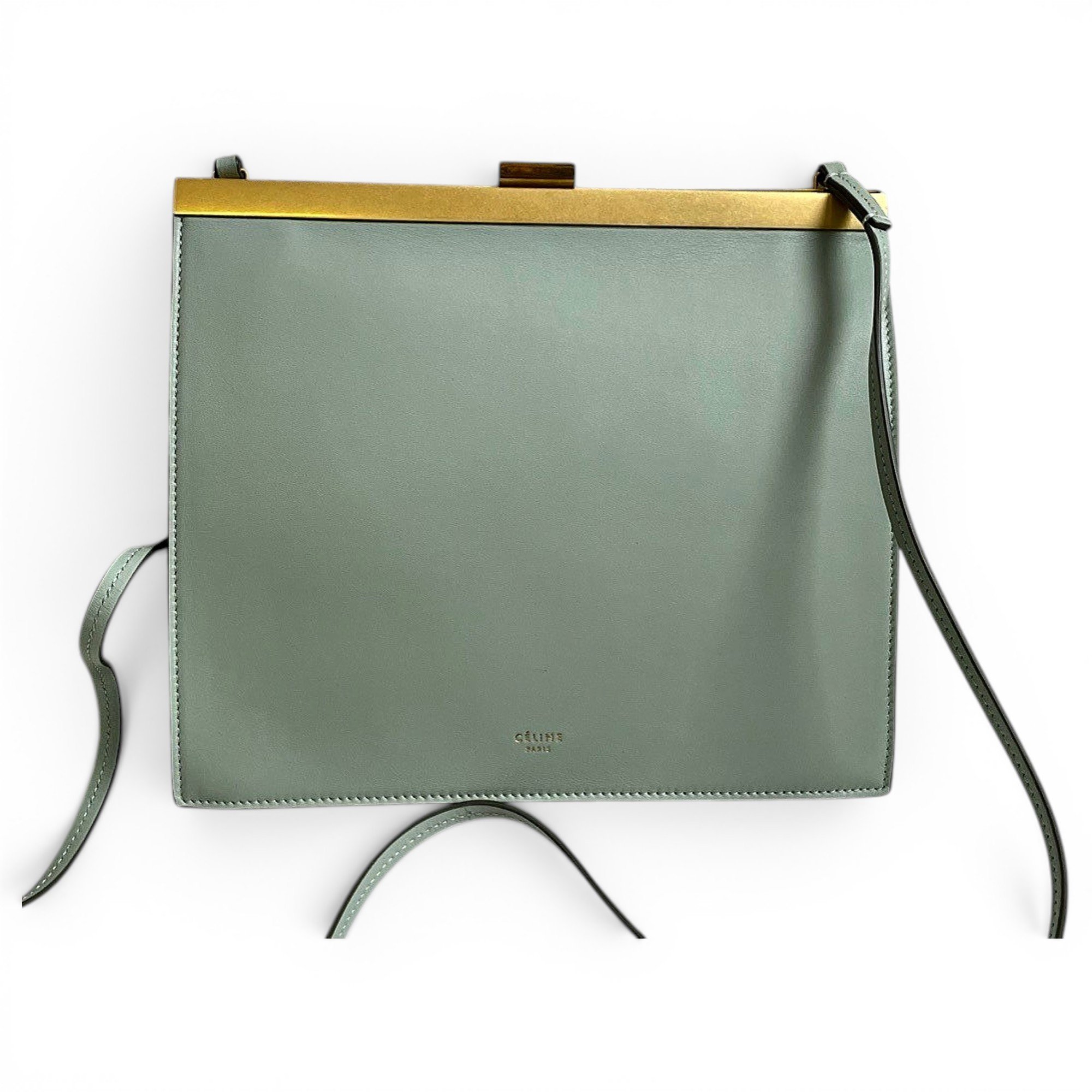 Clasp leather handbag