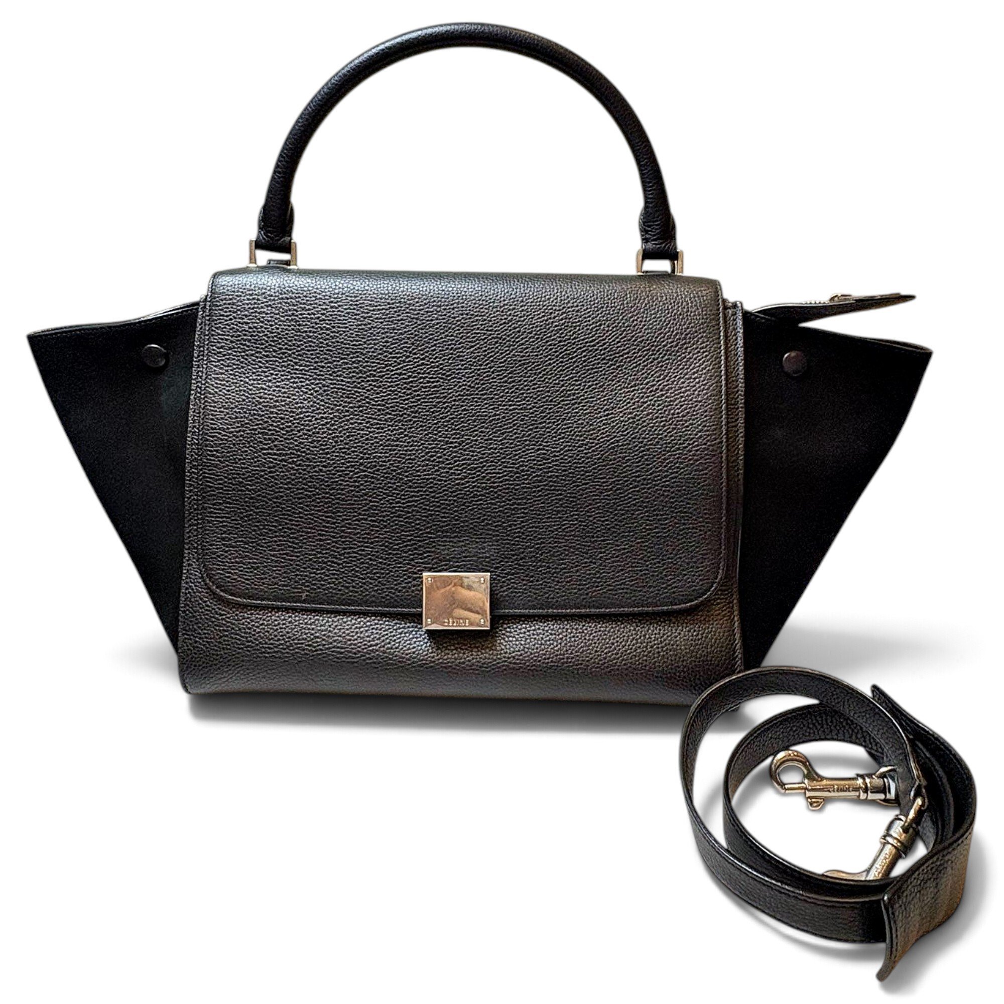 Trapèze leather handbag